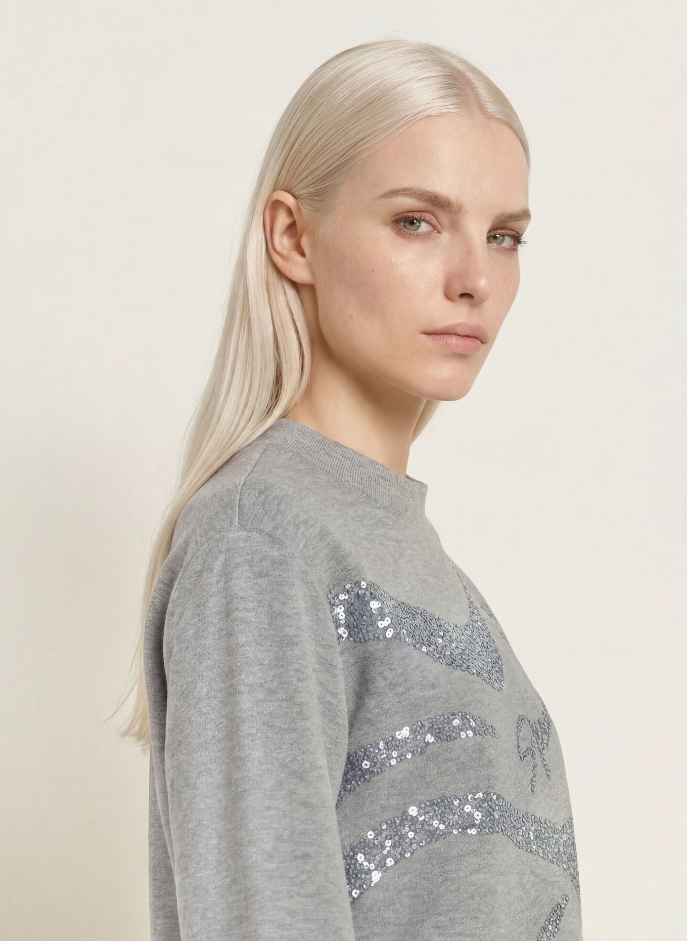 SPORTALM Sequin Sweatshirt: GRAY