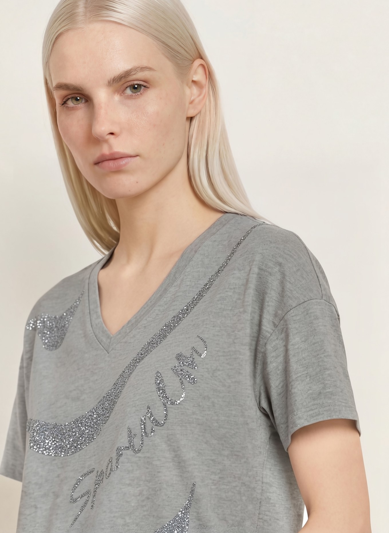 SPORTALM T-Shirt mit Pailletten: GRAU