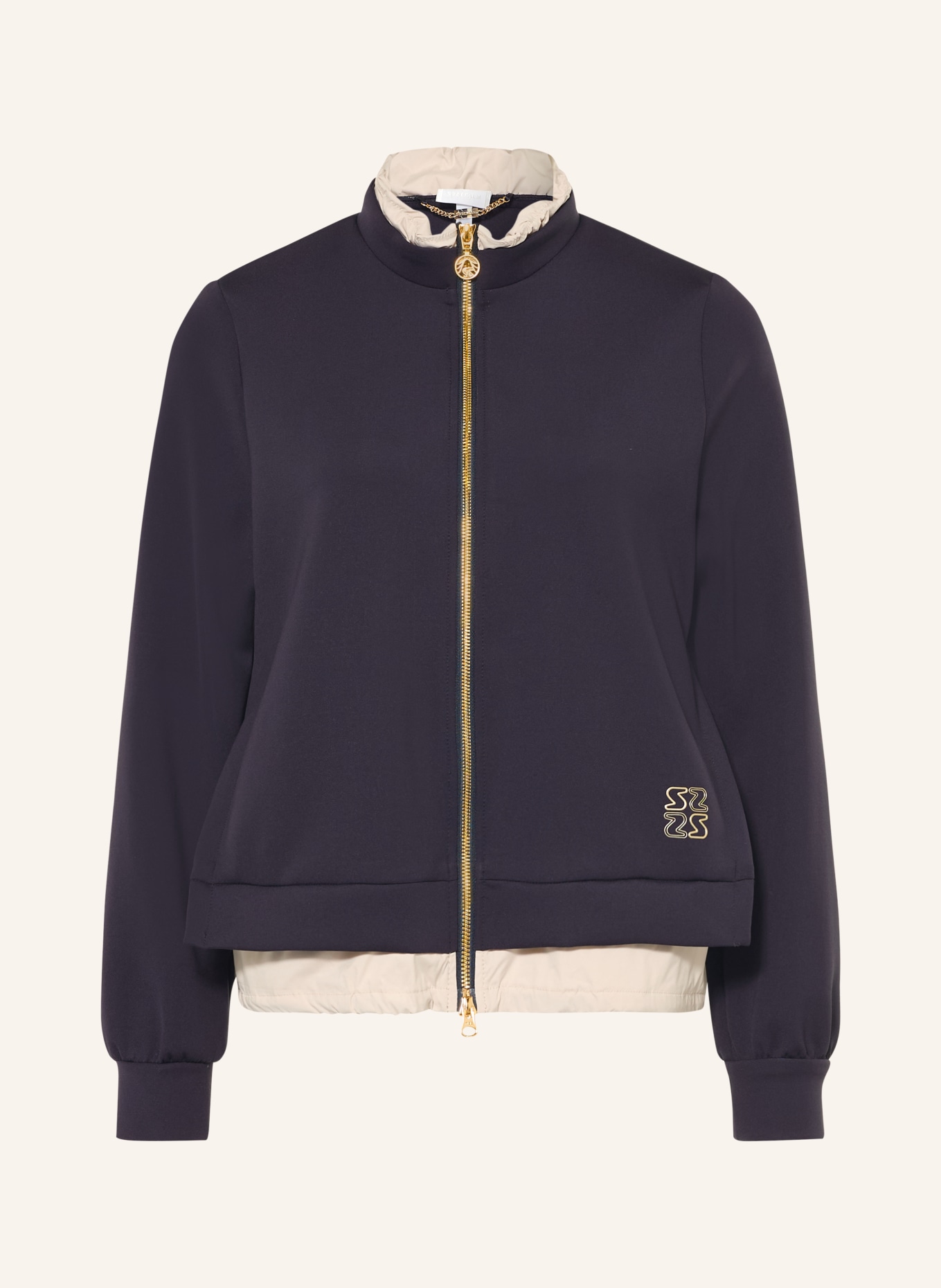SPORTALM Sweat zippé avec fil pailleté: BLEU FONCÉ / OR / MARRON CLAIR