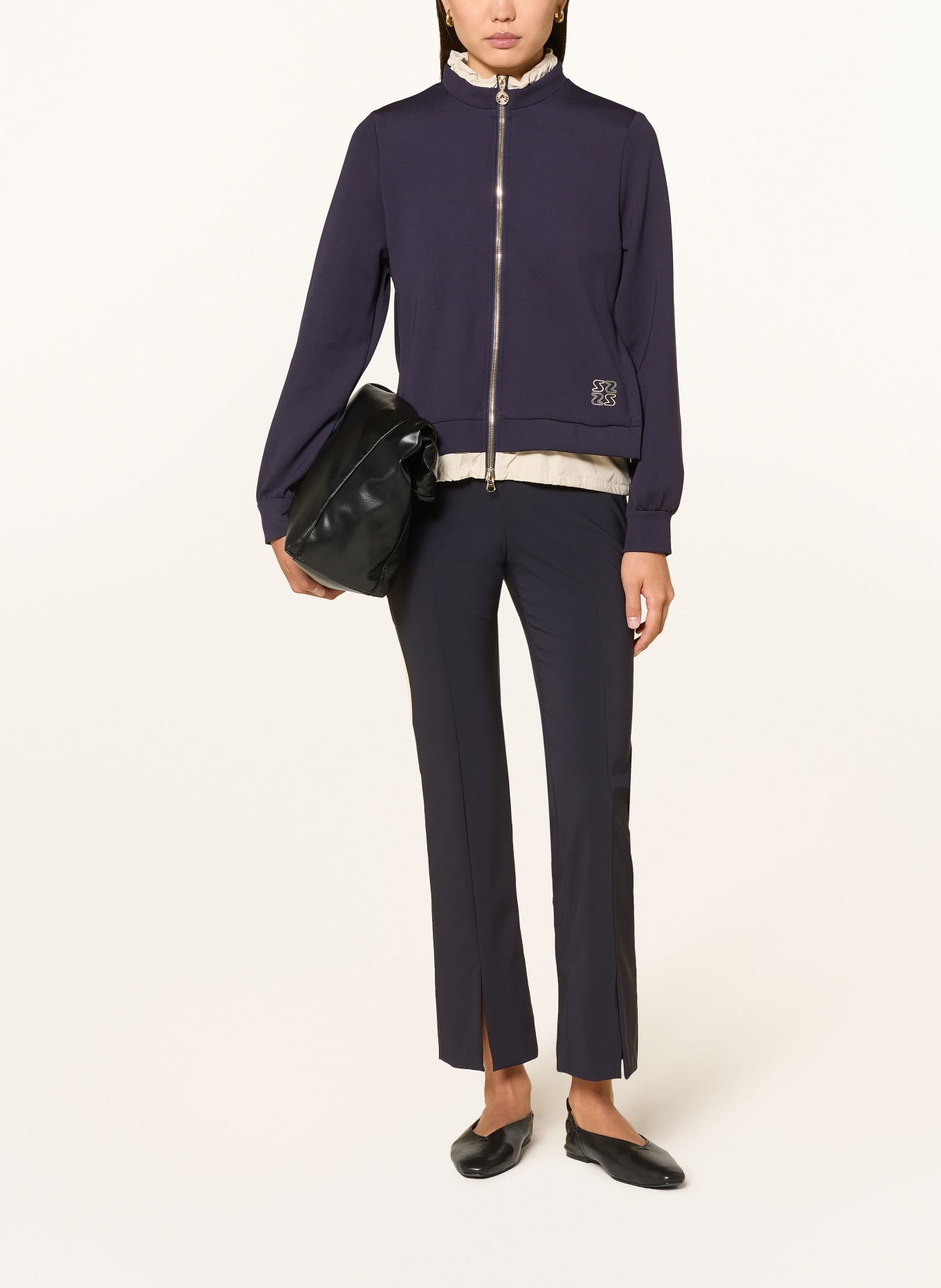 SPORTALM Sweat zippé avec fil pailleté: BLEU FONCÉ / OR / MARRON CLAIR