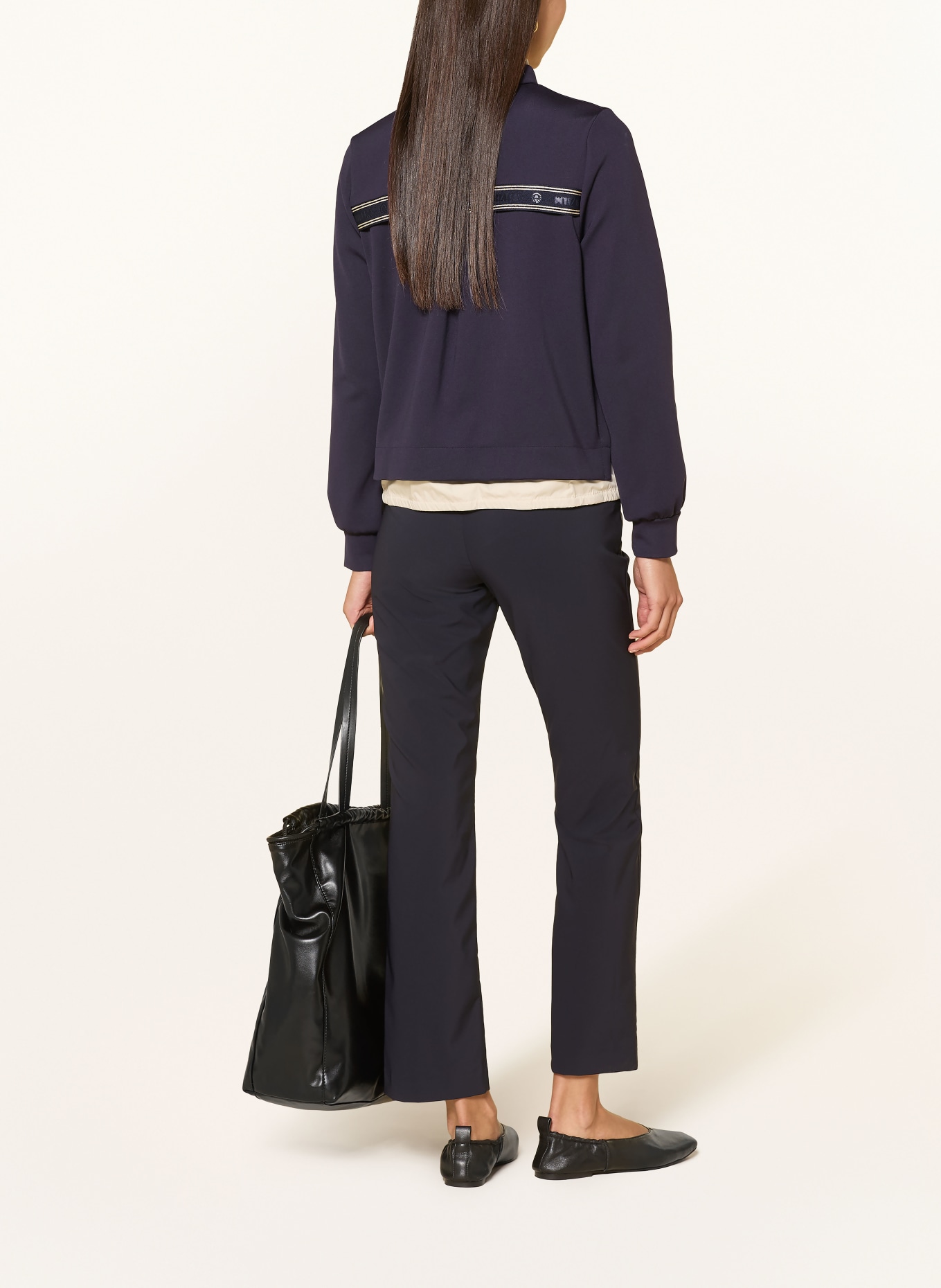 SPORTALM Sweat zippé avec fil pailleté: BLEU FONCÉ / OR / MARRON CLAIR