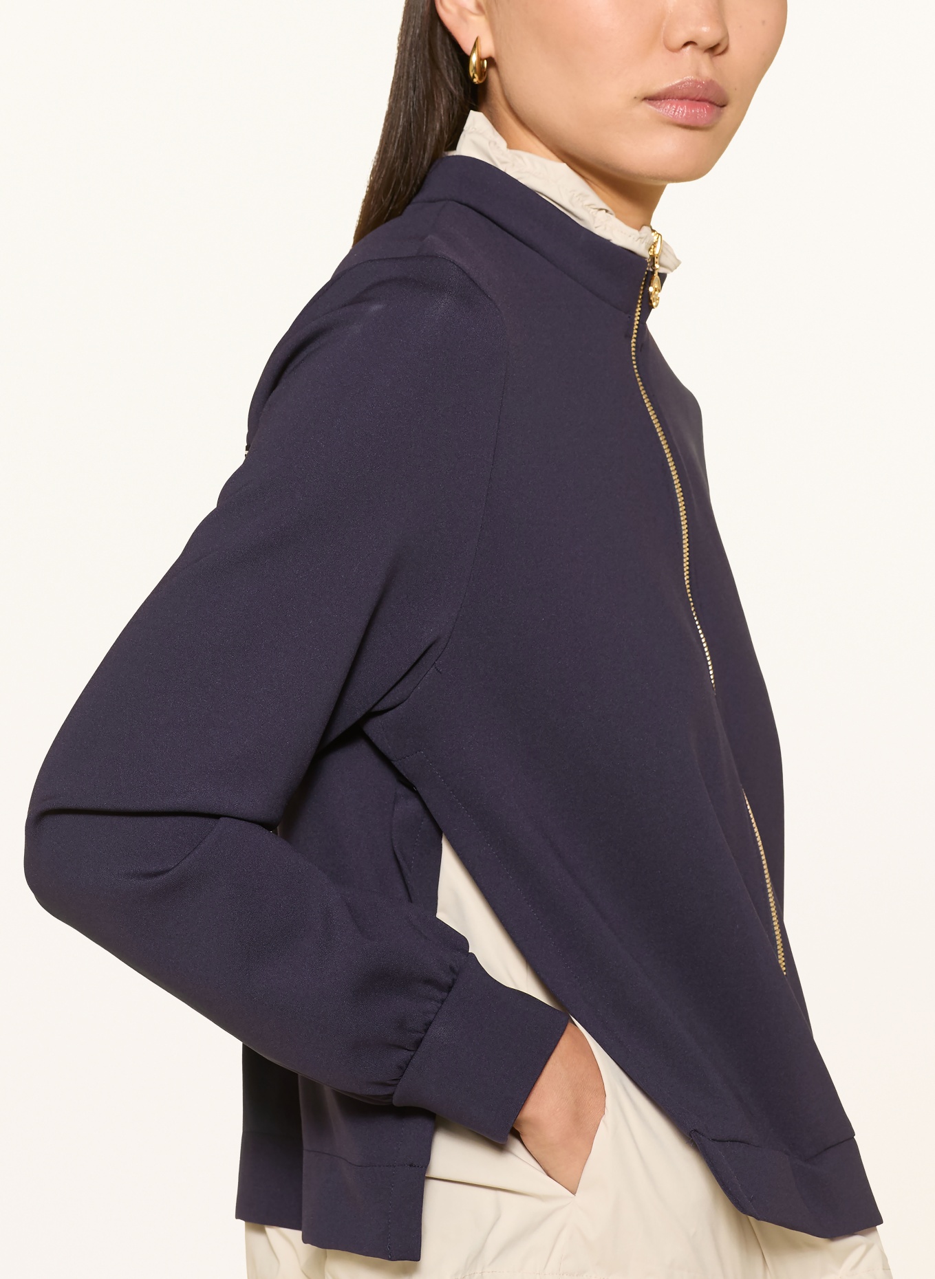 SPORTALM Sweat zippé avec fil pailleté: BLEU FONCÉ / OR / MARRON CLAIR