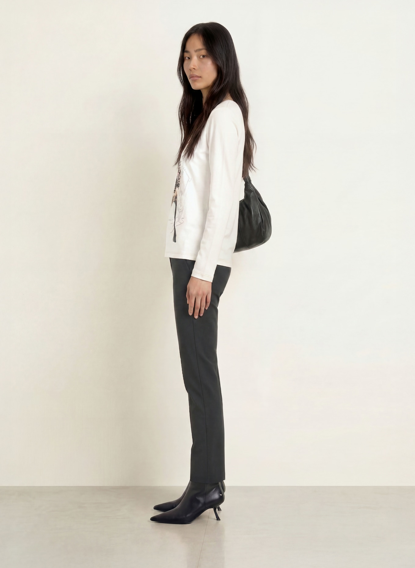SPORTALM Longsleeve met pailletten: WIT / CAMEL / ZWART