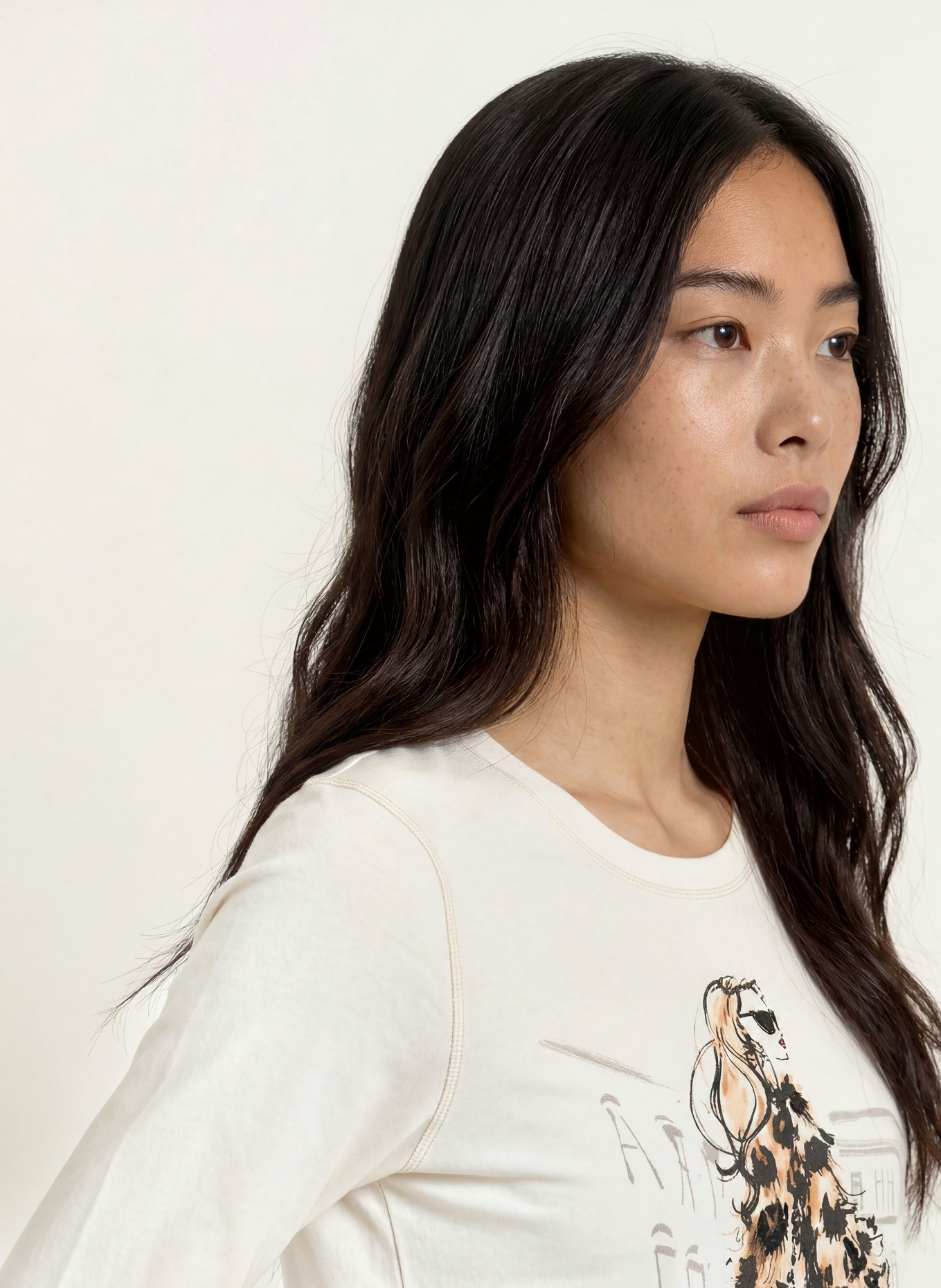 SPORTALM Longsleeve met pailletten: WIT / CAMEL / ZWART