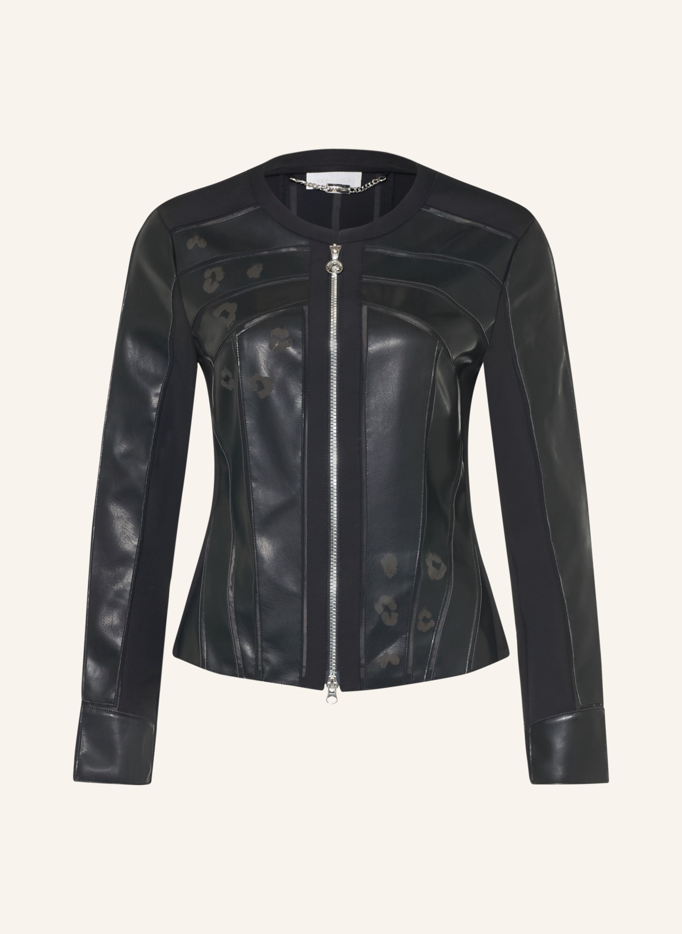 SPORTALM Jacke in Lederoptik: SCHWARZ / GRAU