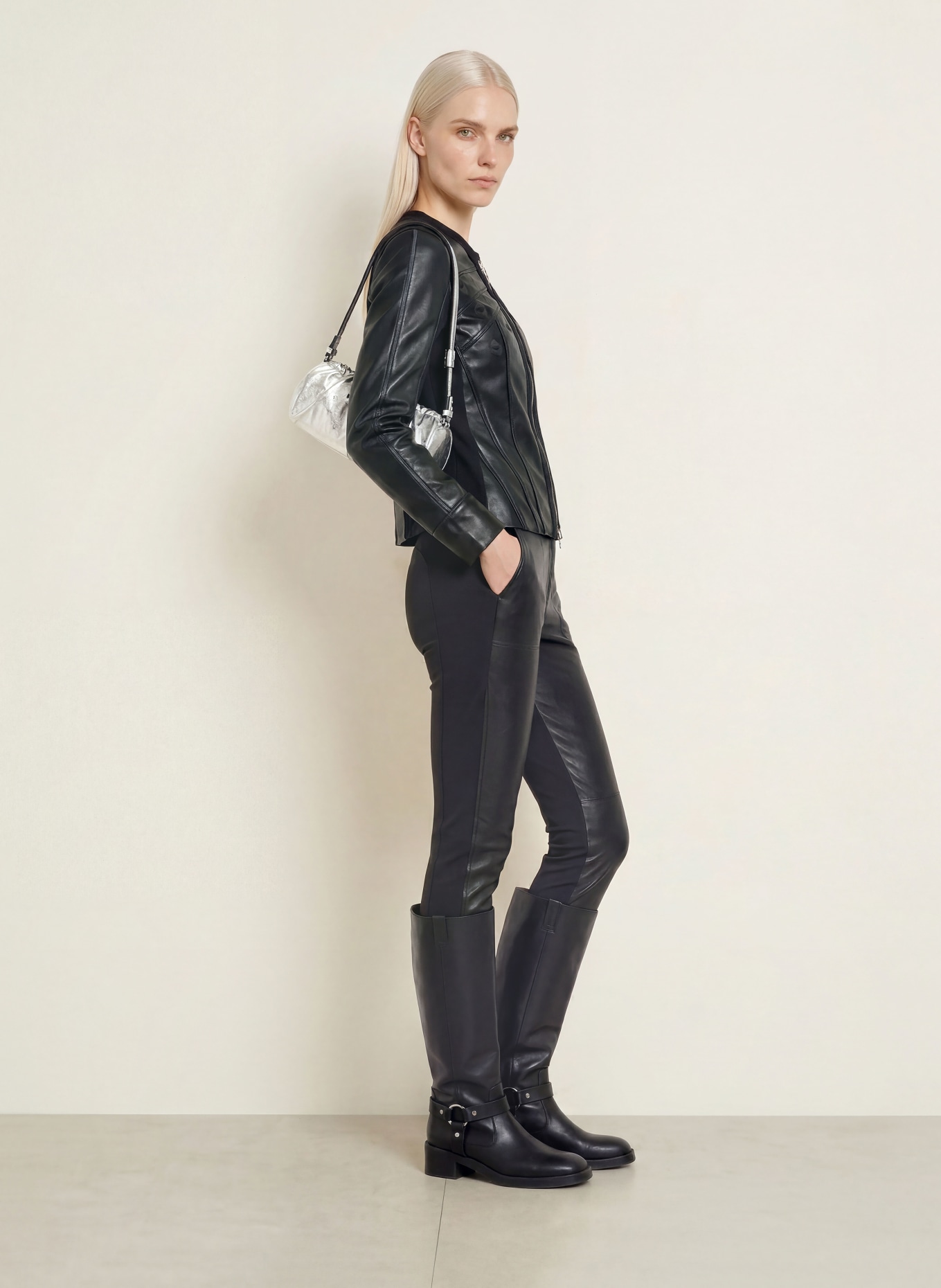 SPORTALM Jacke in Lederoptik: SCHWARZ / GRAU