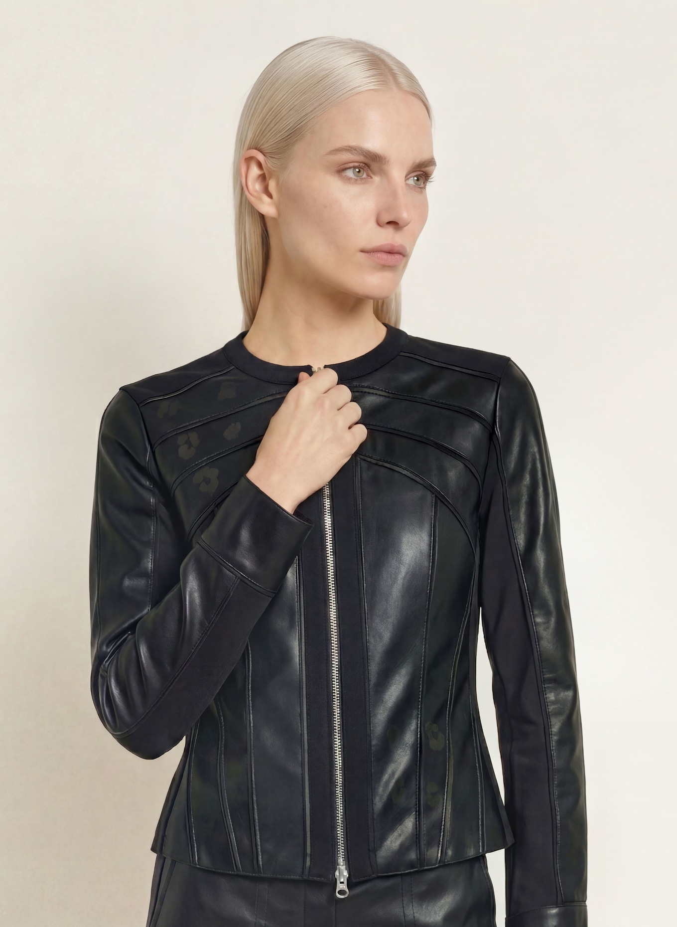 SPORTALM Jacke in Lederoptik: SCHWARZ / GRAU