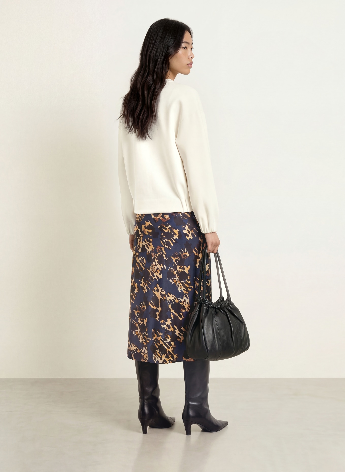 SPORTALM Sweatshirt met pailletten: CRÈME / COGNAC / MARRON FONCÉ