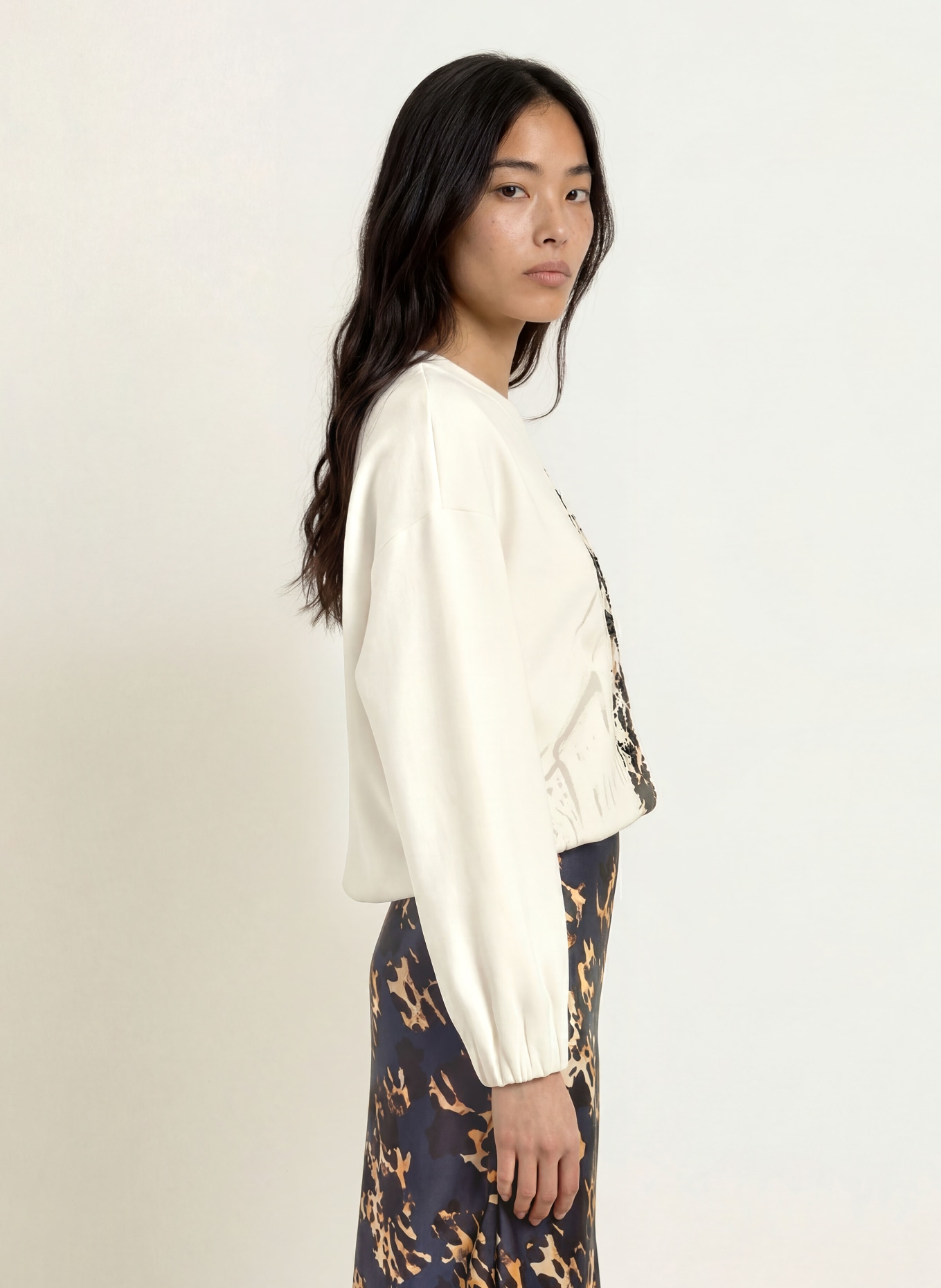 SPORTALM Sweatshirt met pailletten: CRÈME / COGNAC / MARRON FONCÉ