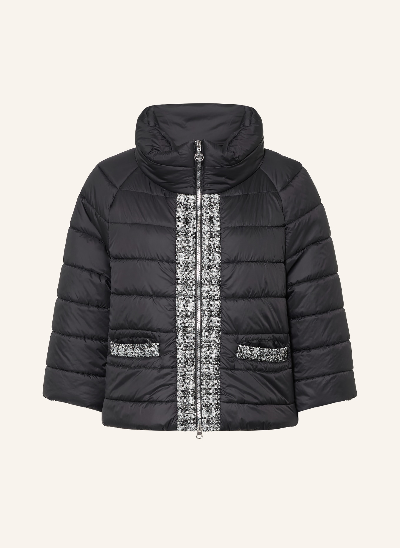 SPORTALM Quilted jacket with 3/4 sleeves: BLACK / GRAY / WHITE