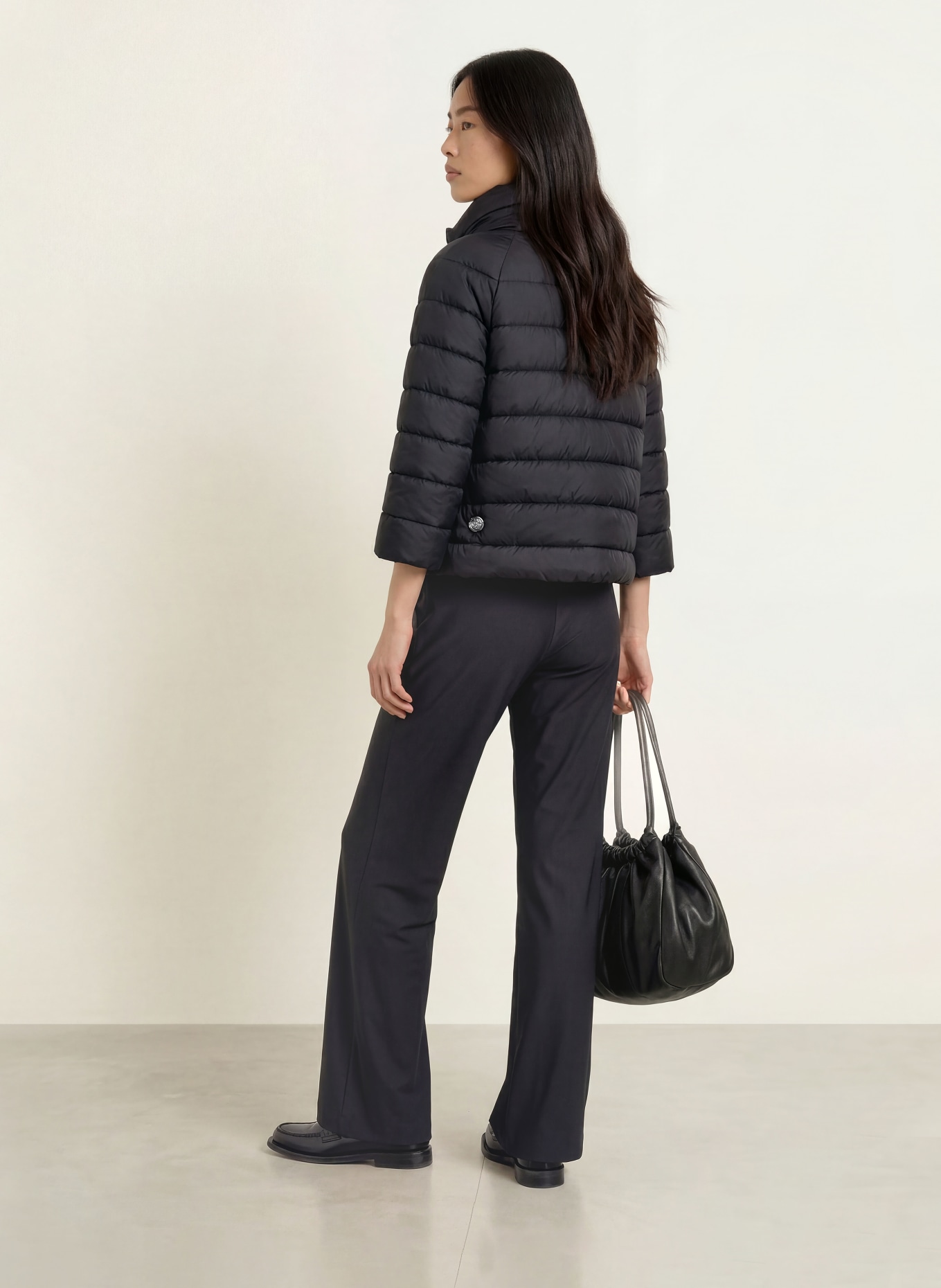 SPORTALM Quilted jacket with 3/4 sleeves: BLACK / GRAY / WHITE