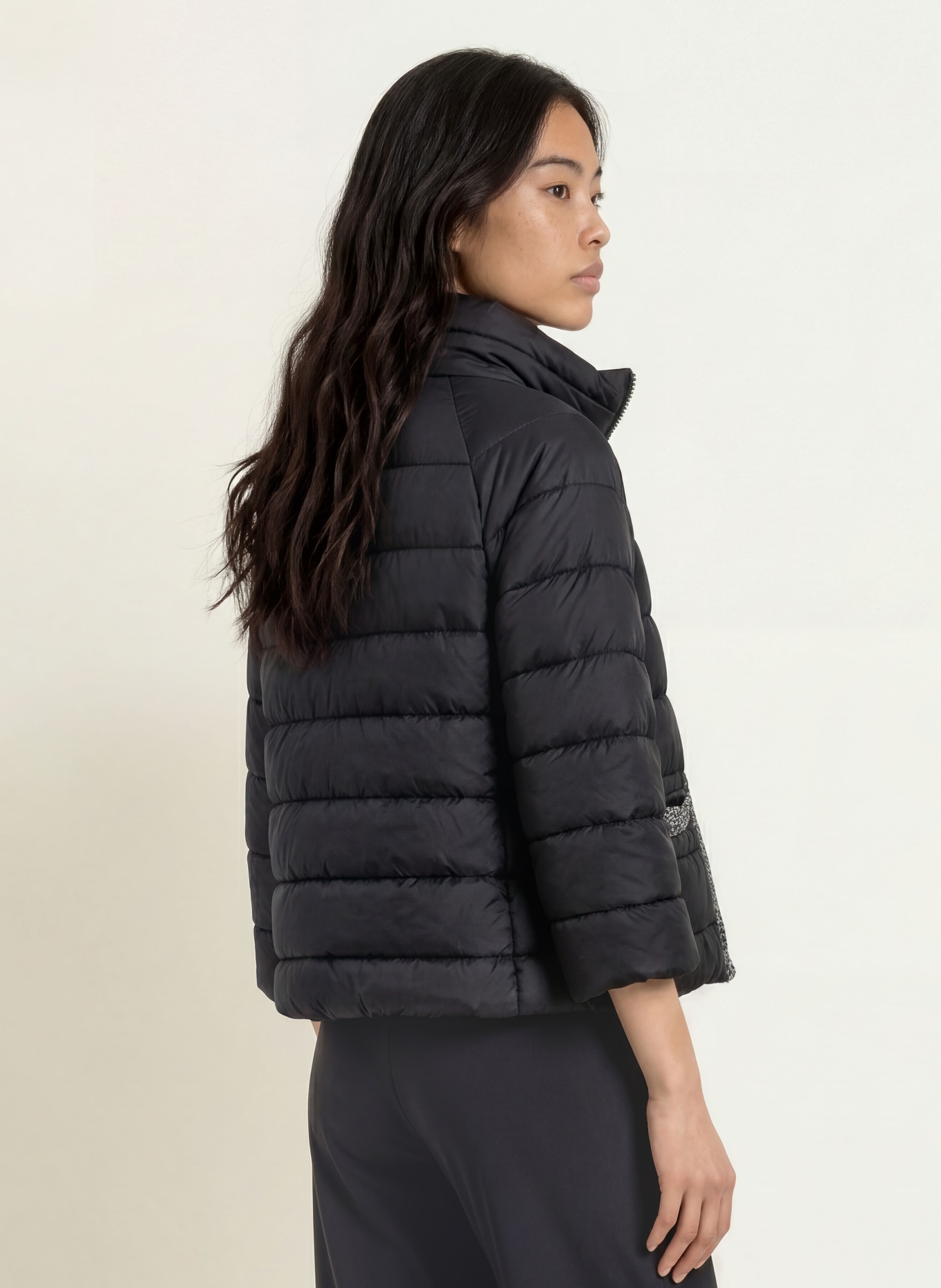 SPORTALM Quilted jacket with 3/4 sleeves: BLACK / GRAY / WHITE