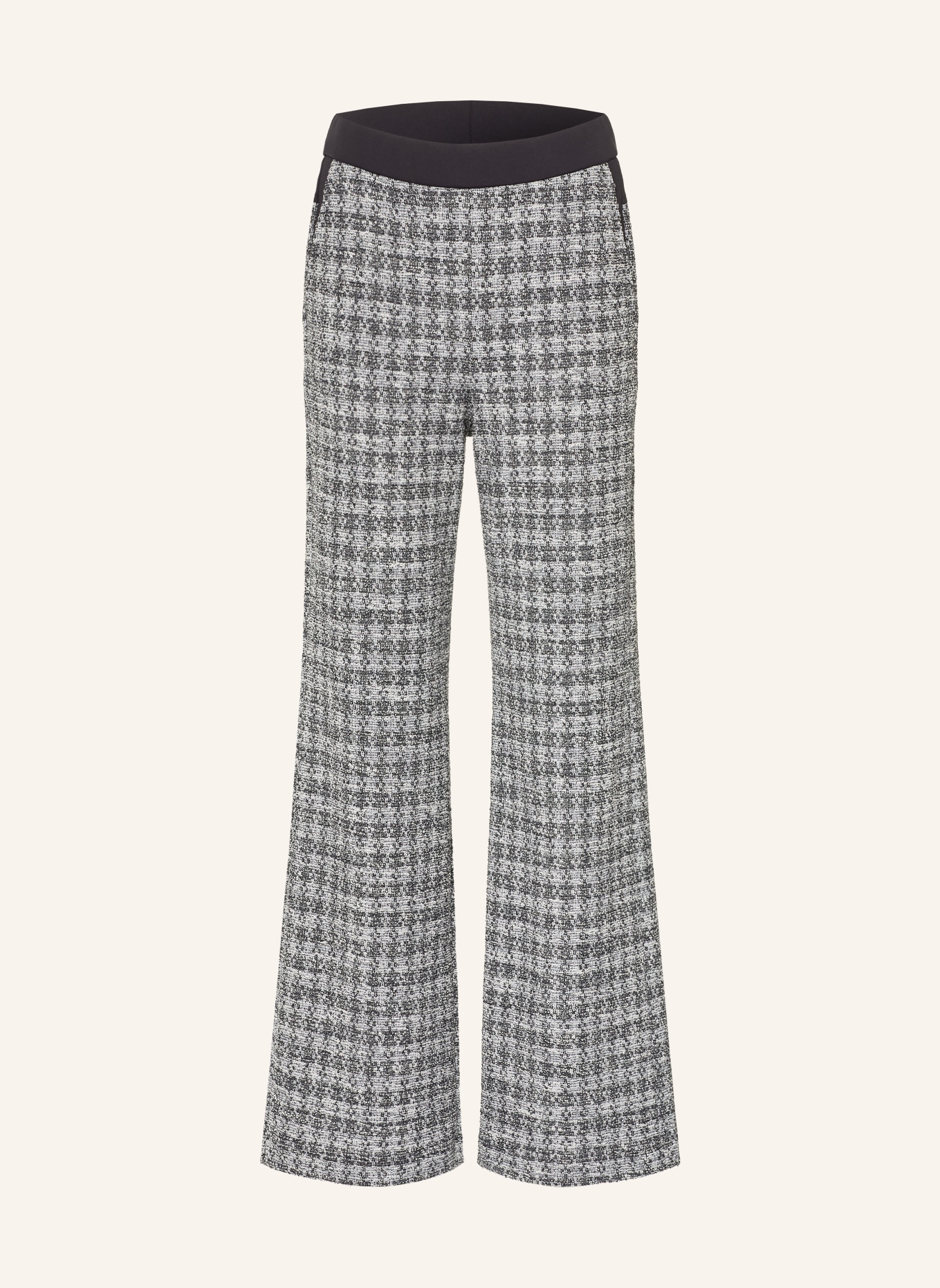 SPORTALM Marlenehose aus Bouclé mit Glitzergarn: SCHWARZ / SILBER / WEISS