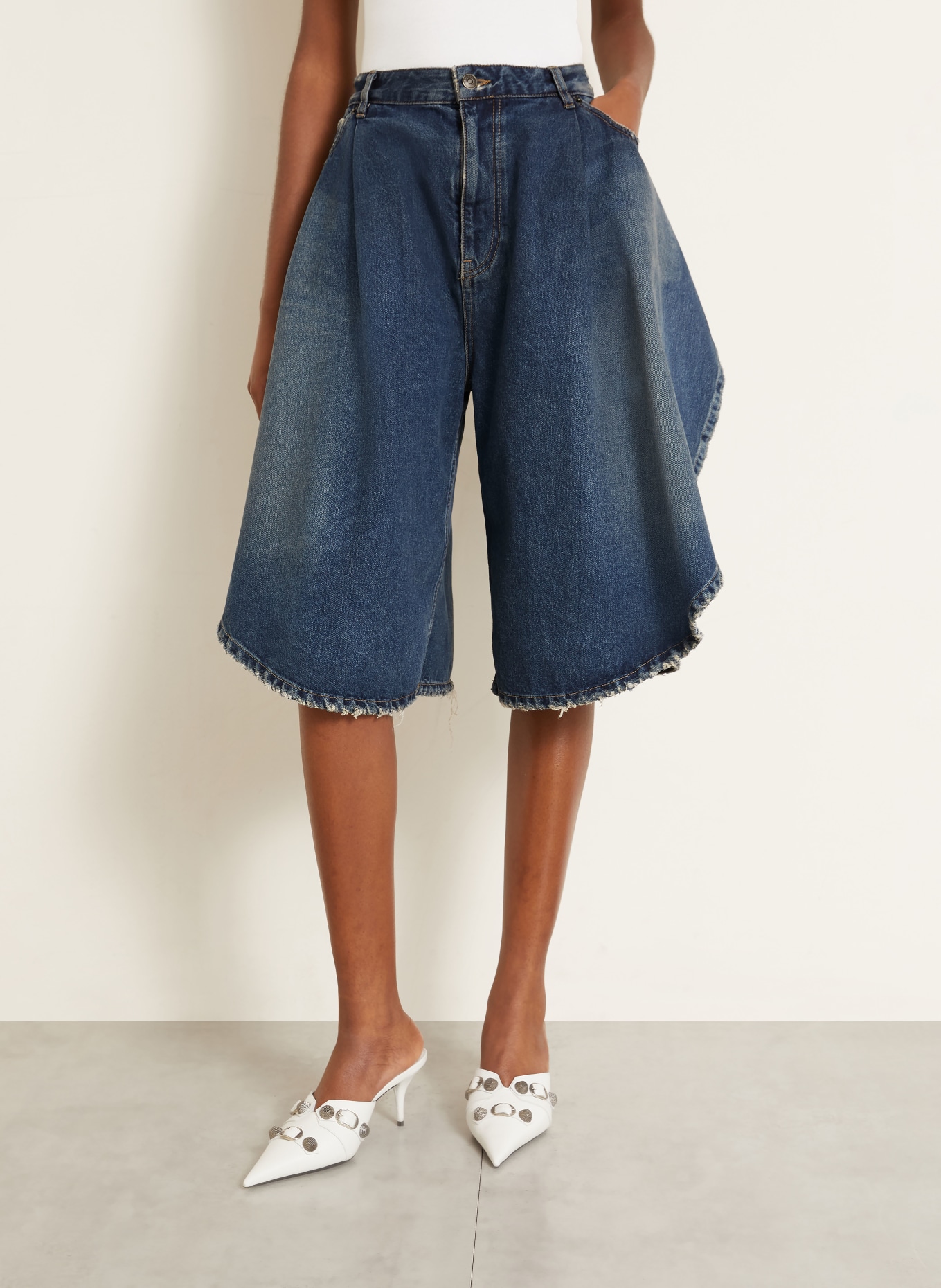 BALENCIAGA TULIPE Bermuda jeans shorts: 4060 DARK OCEAN