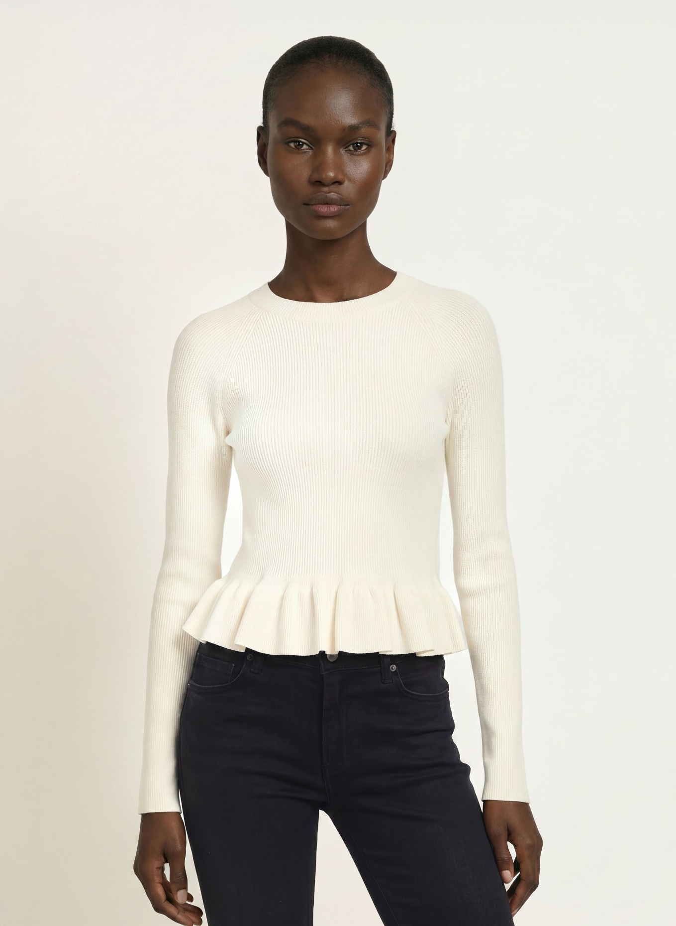 ALLSAINTS Trui JAS met ruches: ECRU