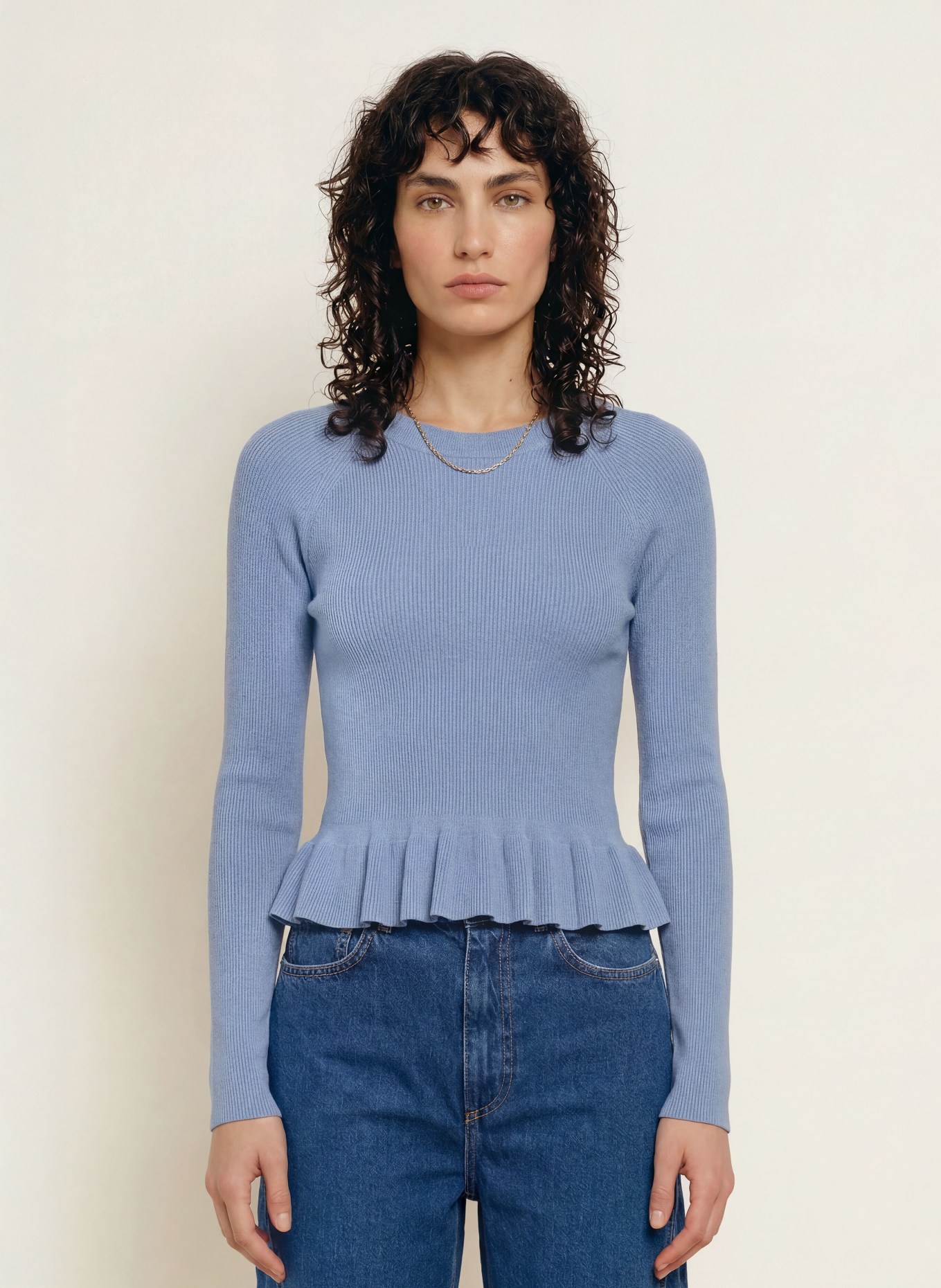 ALLSAINTS JAS Sweater with Ruffles: BLUE