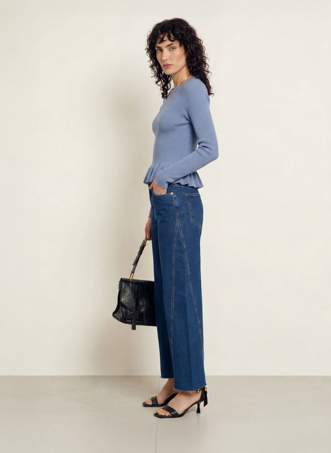 ALLSAINTS JAS Sweater with Ruffles: BLUE