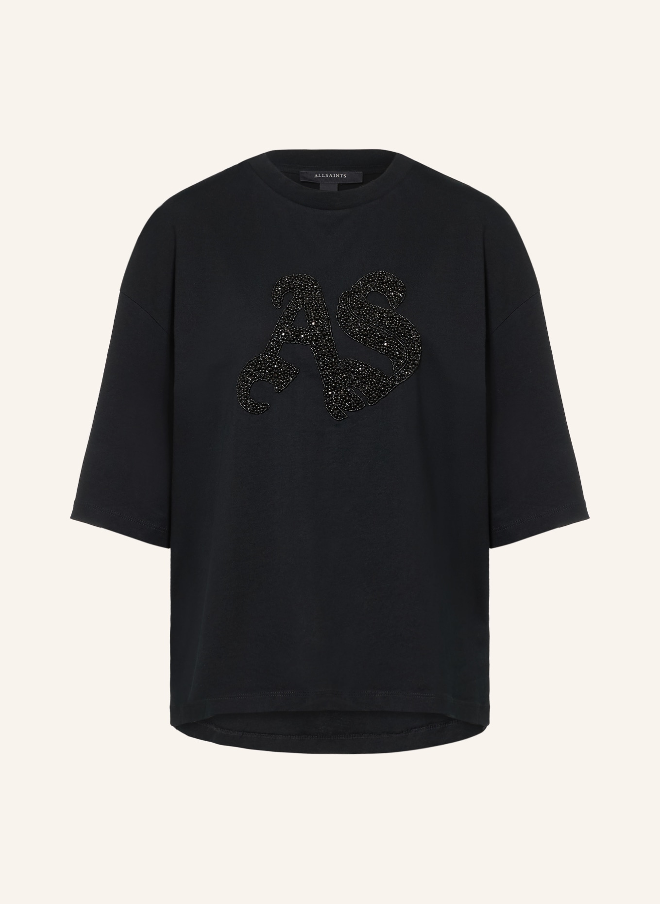 ALLSAINTS T-shirt AMELIE avec perles décoratives: NOIR