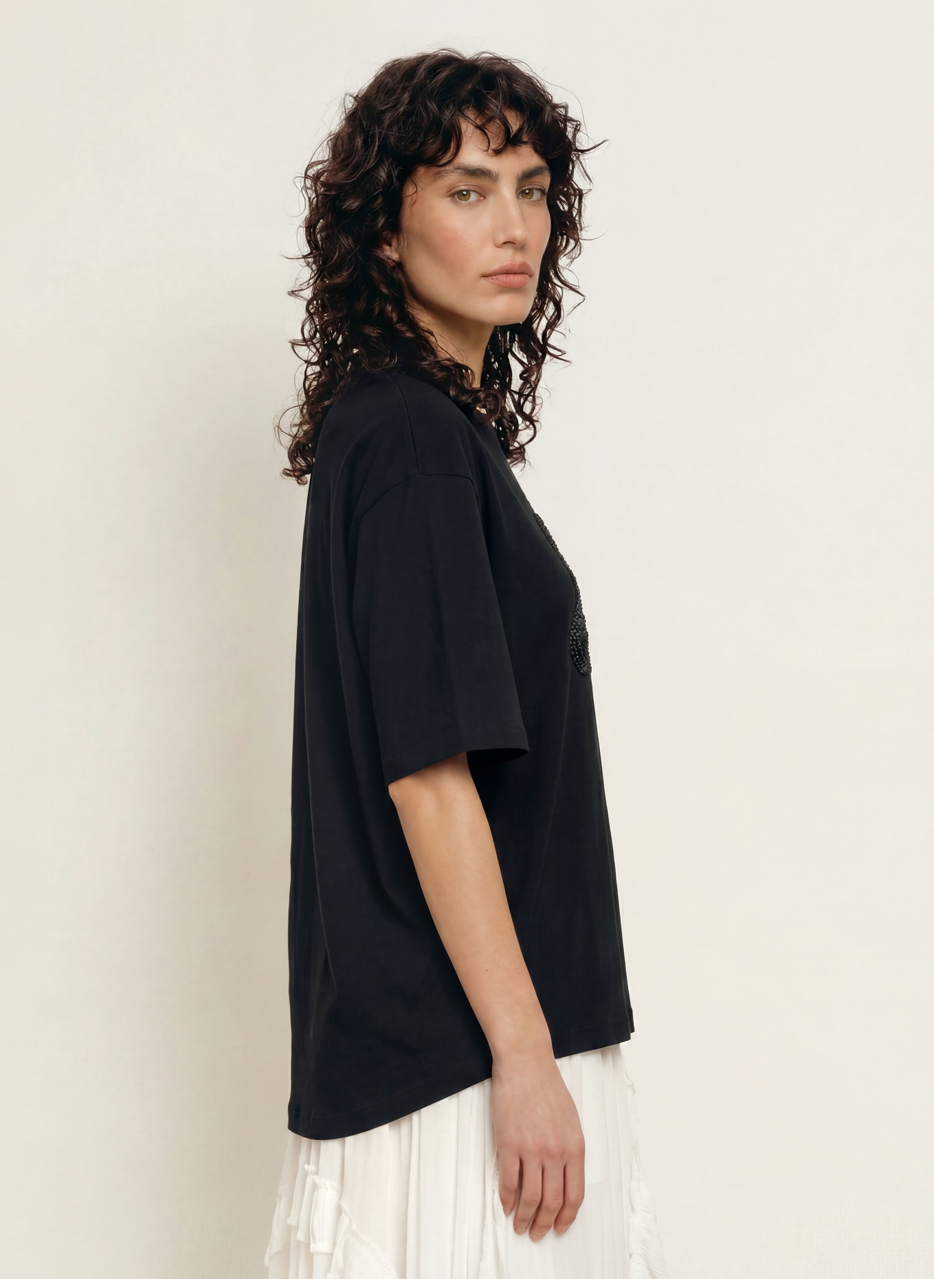 ALLSAINTS T-shirt AMELIE avec perles décoratives: NOIR