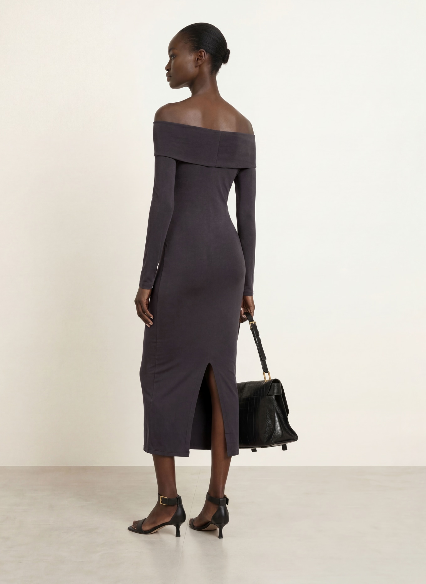 ALLSAINTS Robe en jersey DELTA: GRIS FONCÉ