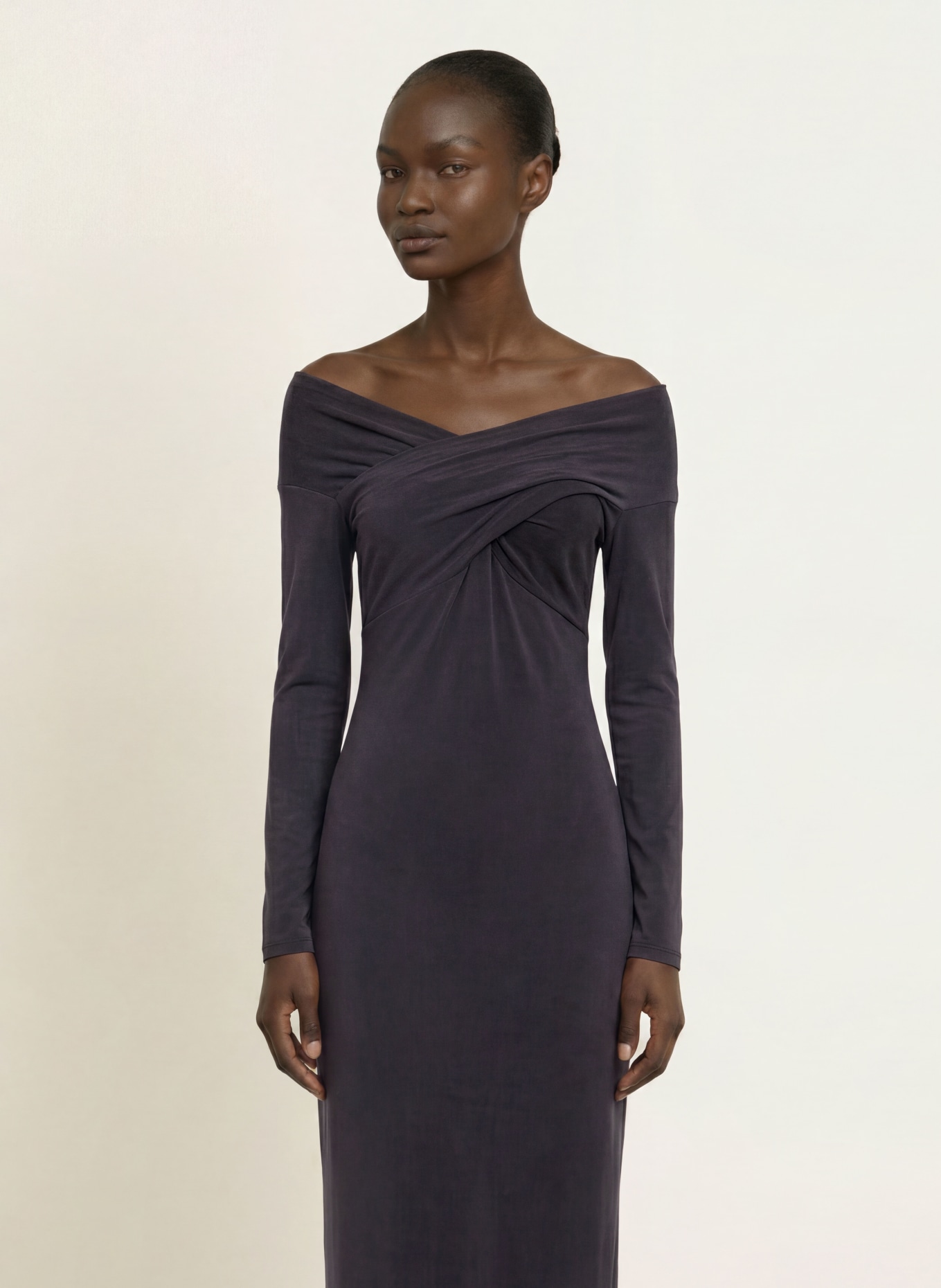 ALLSAINTS Robe en jersey DELTA: GRIS FONCÉ
