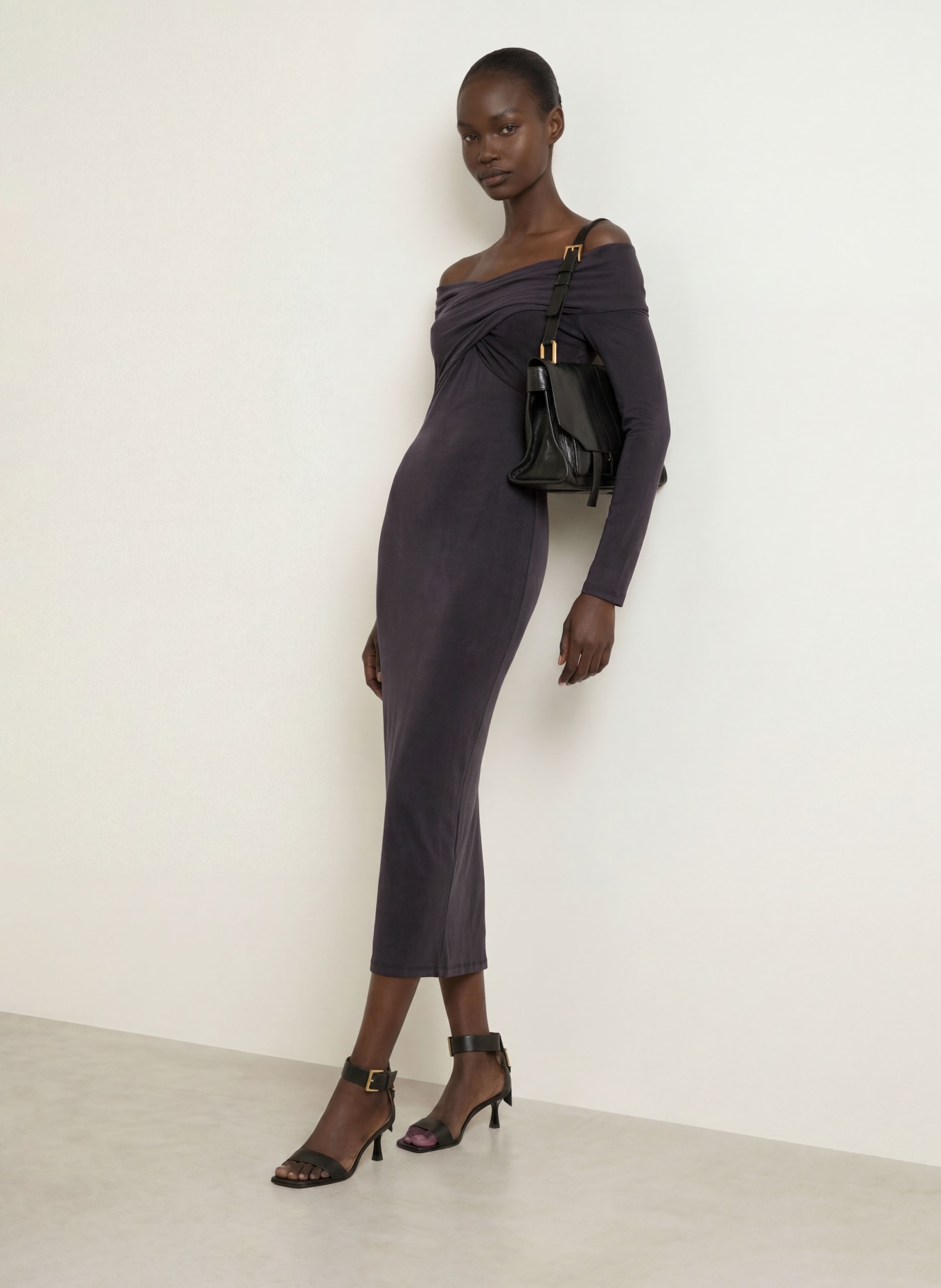 ALLSAINTS Robe en jersey DELTA: GRIS FONCÉ