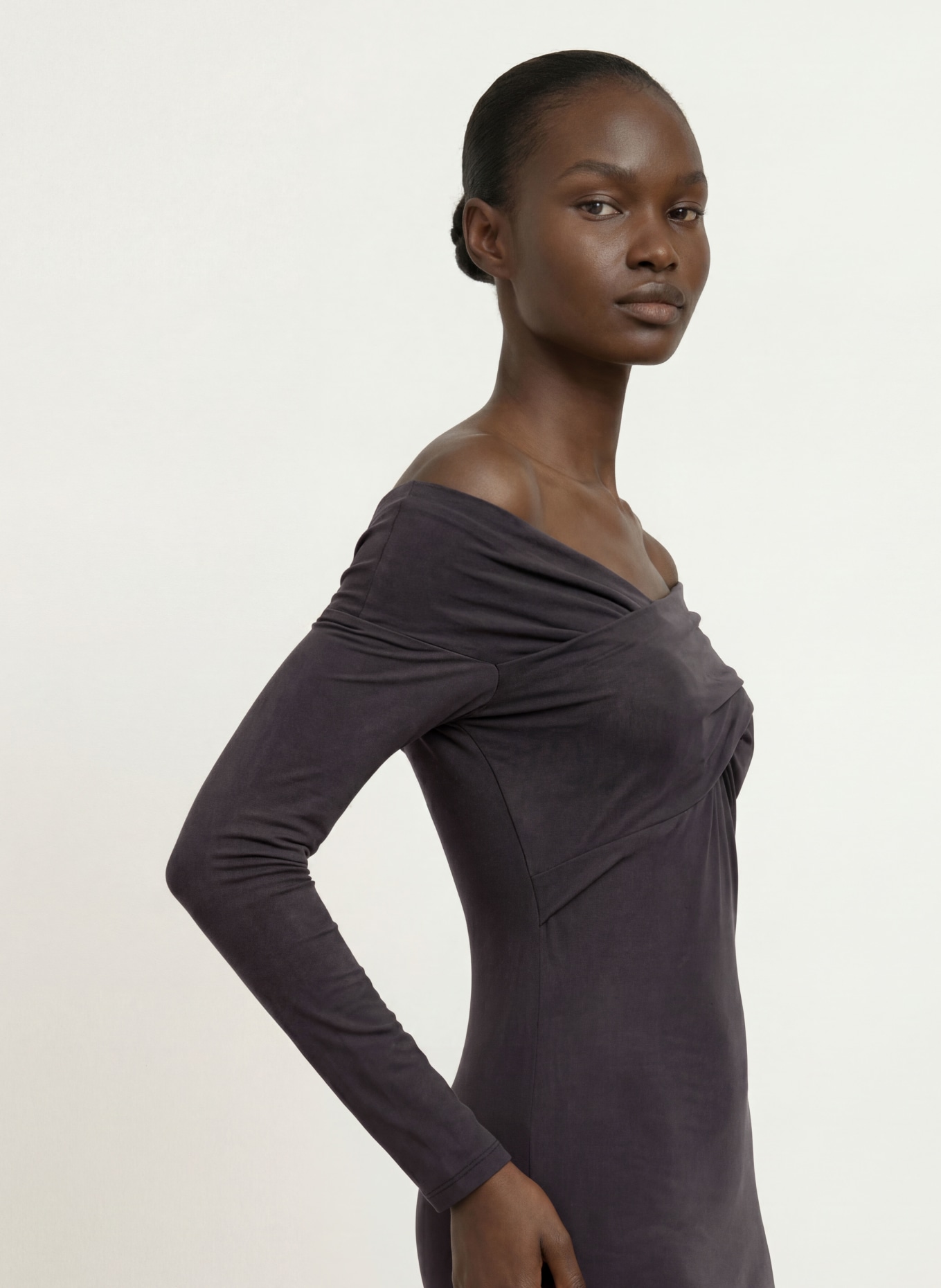 ALLSAINTS Robe en jersey DELTA: GRIS FONCÉ