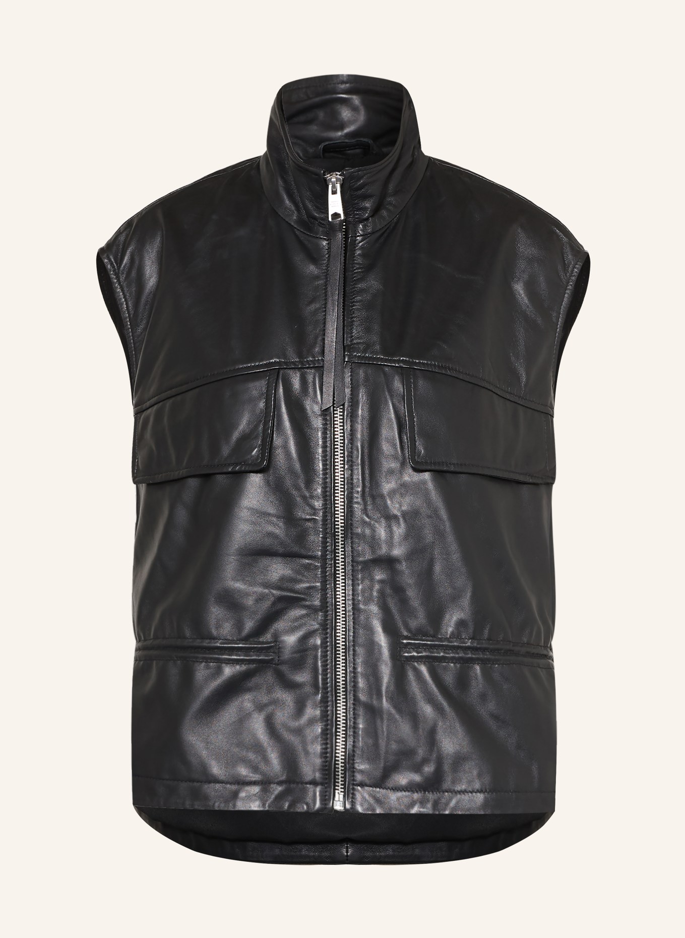 ALLSAINTS Gilet en cuir FLOR: NOIR