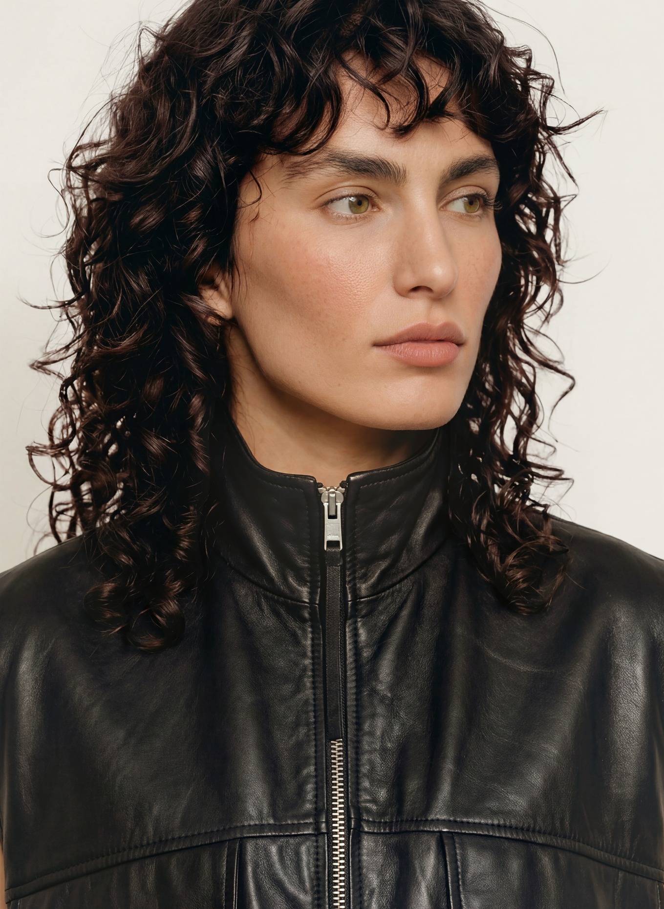 ALLSAINTS Gilet en cuir FLOR: NOIR
