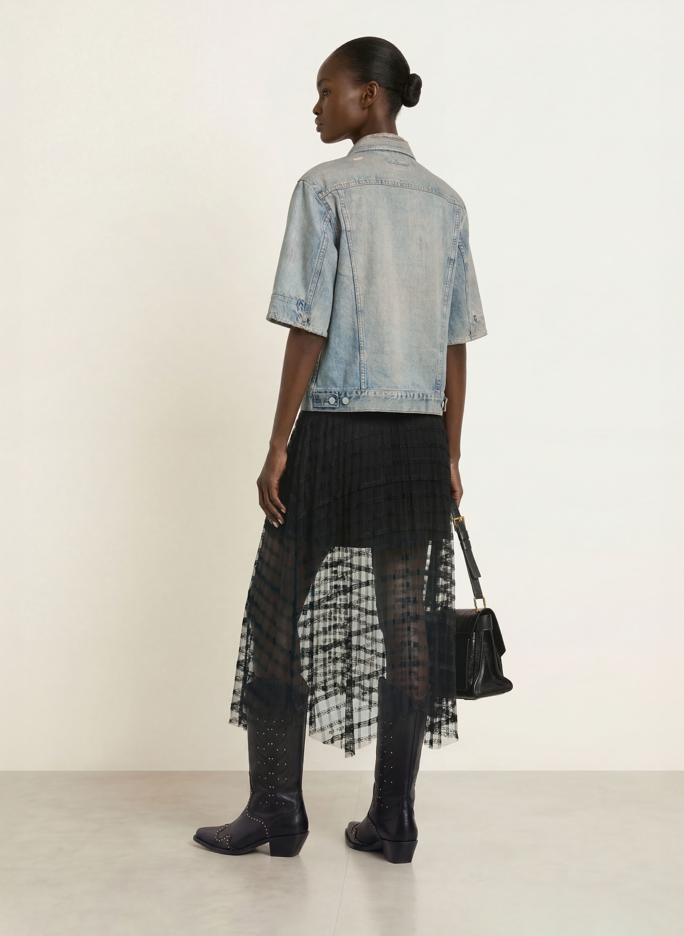 ALLSAINTS Sweatvest JUNI in jeanslook: BLAUW / BLAUWGRIJS