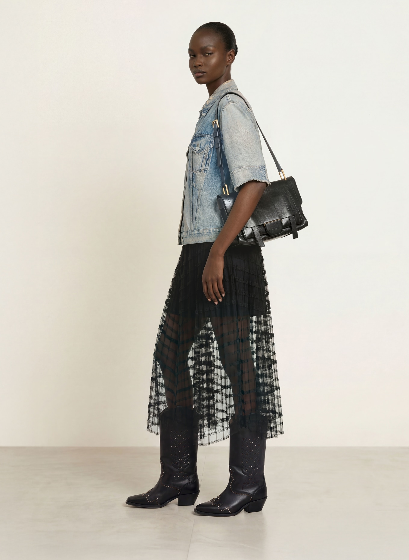 ALLSAINTS Sweatvest JUNI in jeanslook: BLAUW / BLAUWGRIJS