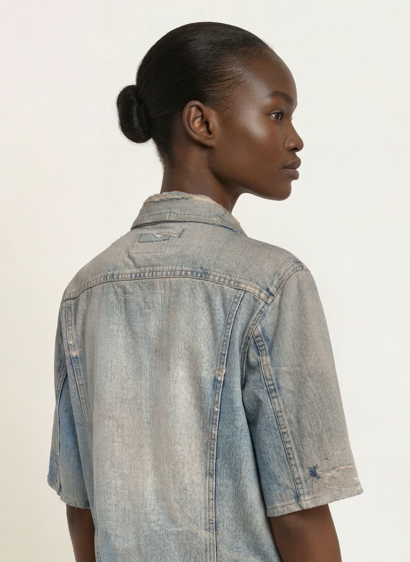 ALLSAINTS Sweatvest JUNI in jeanslook: BLAUW / BLAUWGRIJS