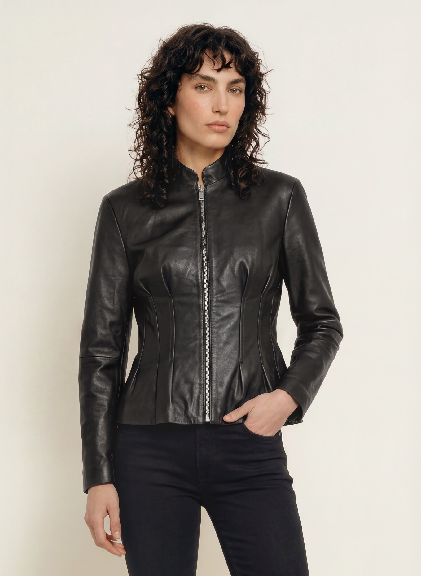 ALLSAINTS Veste en cuir CLO: NOIR