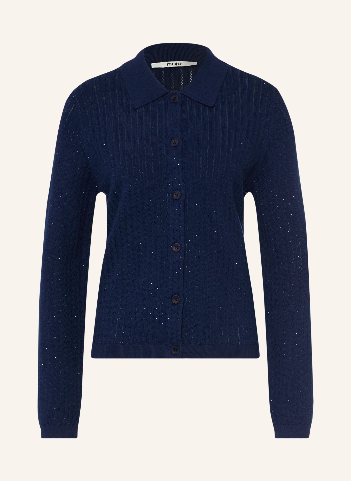 maje Strickjacke mit Schmucksteinen: DUNKELBLAU