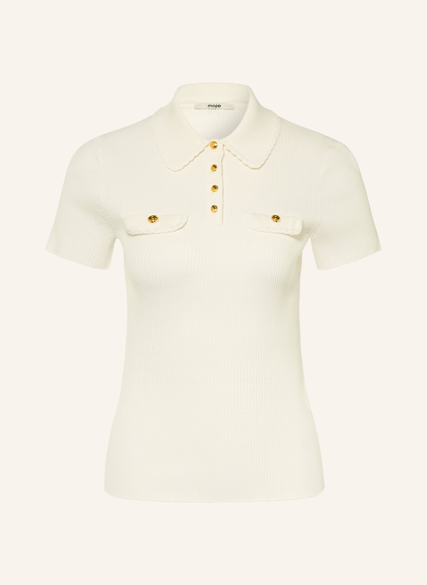 maje Strick-Poloshirt: ECRU