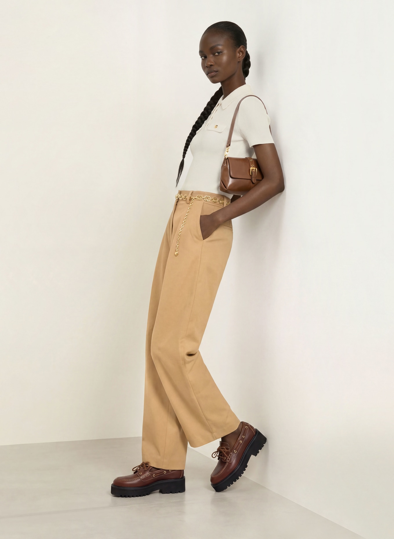 maje Strick-Poloshirt: ECRU