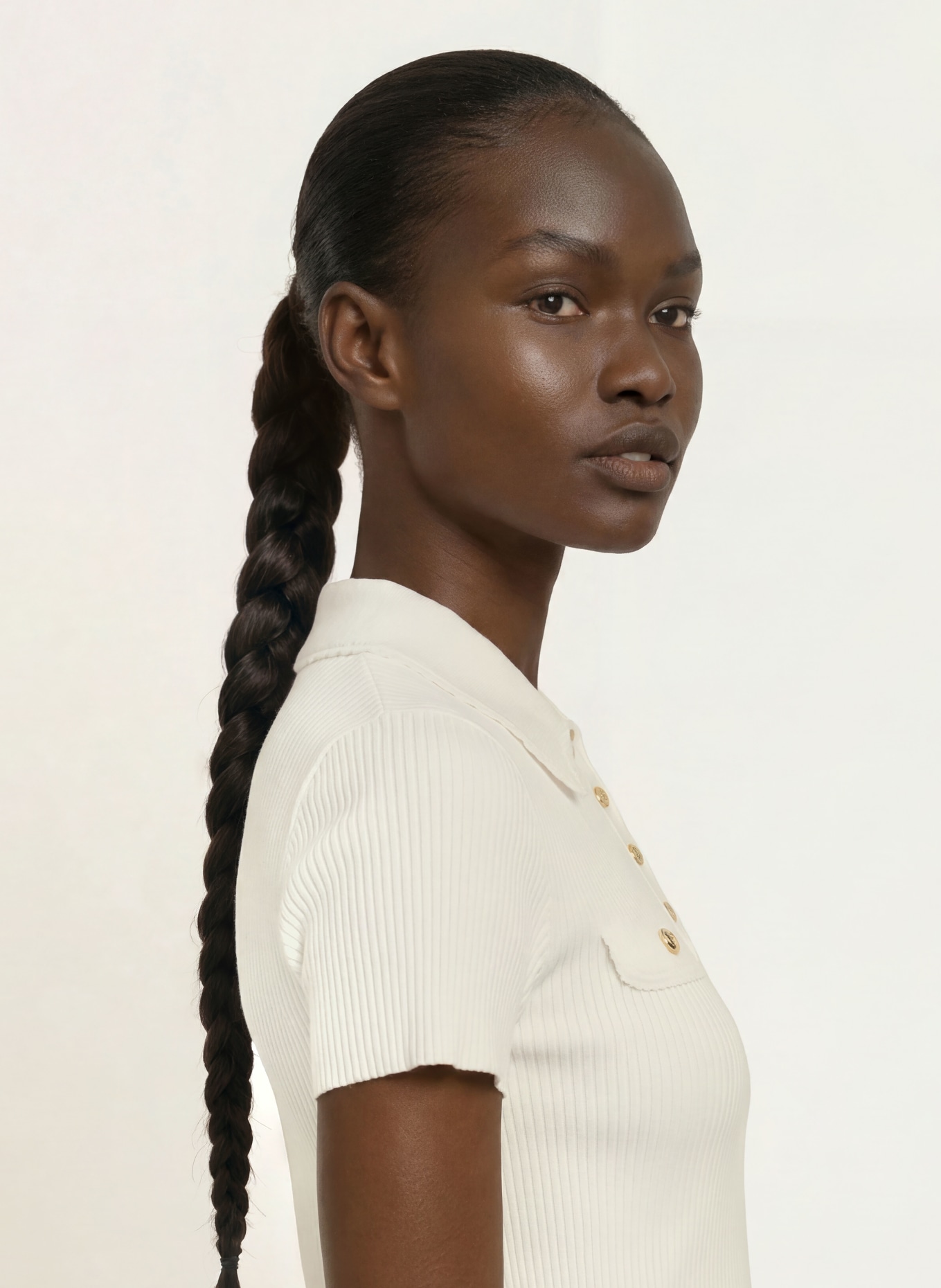 maje Strick-Poloshirt: ECRU