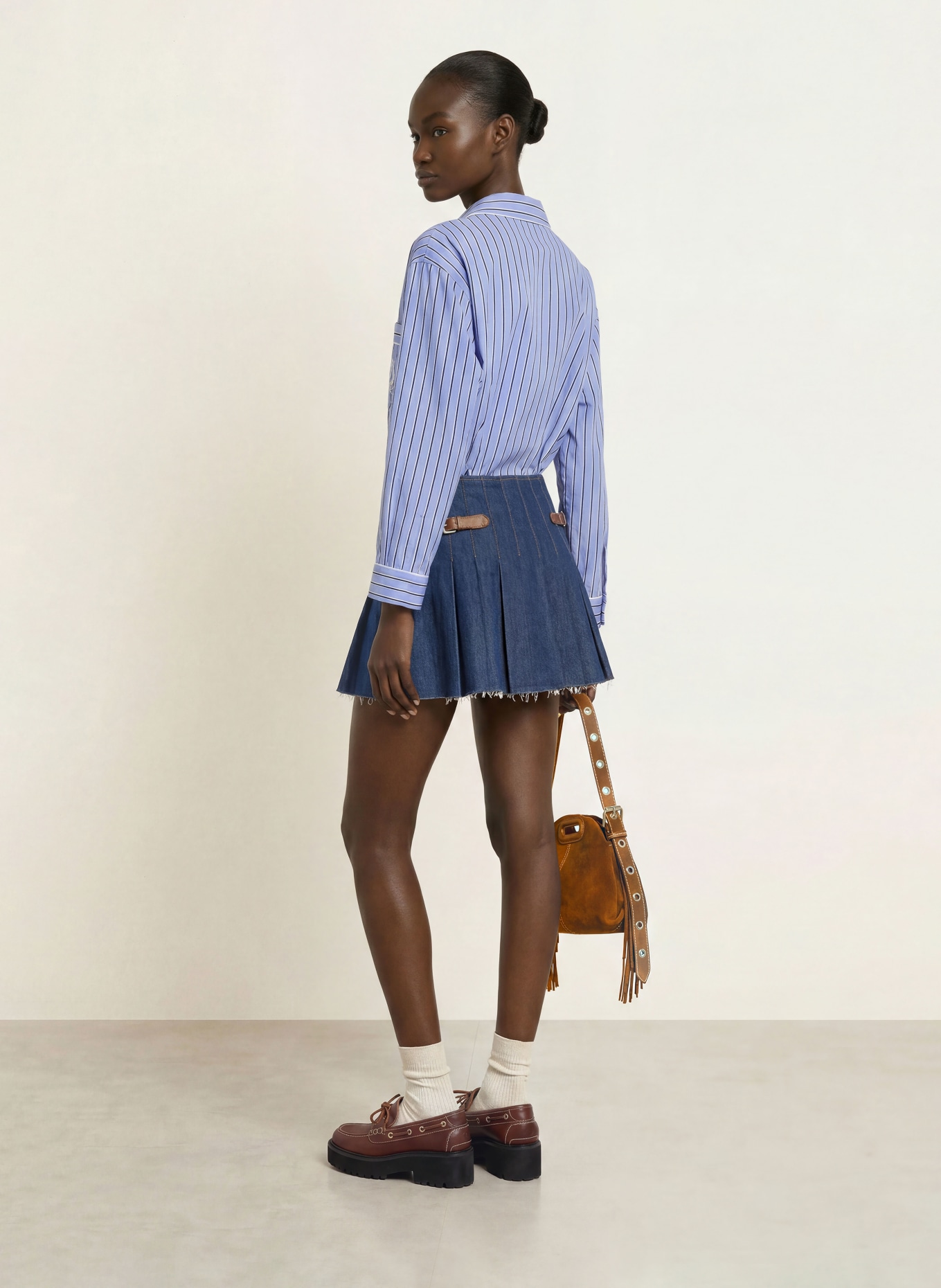 maje Bluse: HELLBLAU / DUNKELBLAU / WEISS