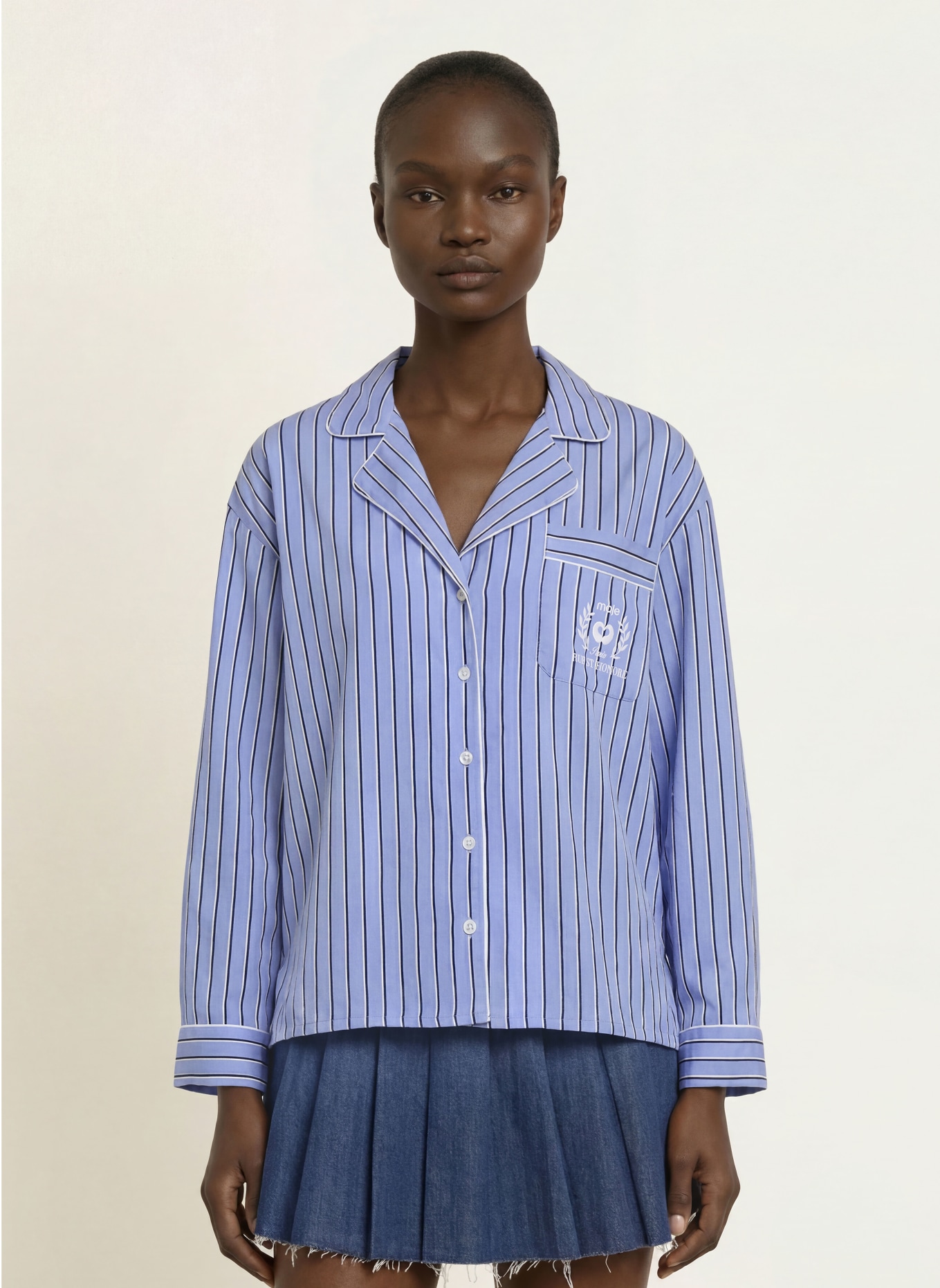 maje Bluse: HELLBLAU / DUNKELBLAU / WEISS