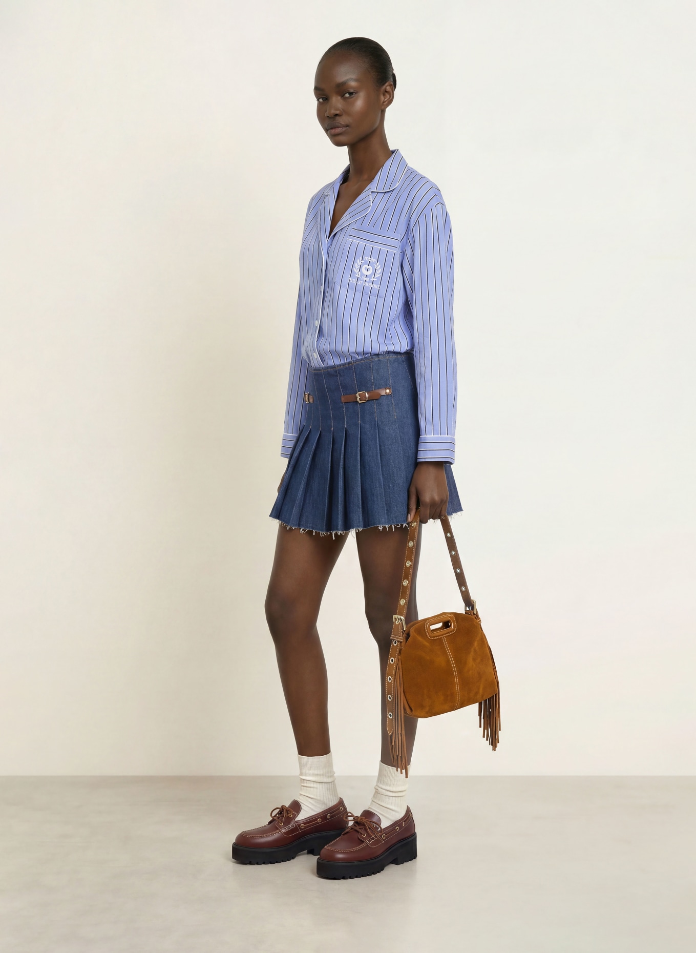 maje Bluse: HELLBLAU / DUNKELBLAU / WEISS