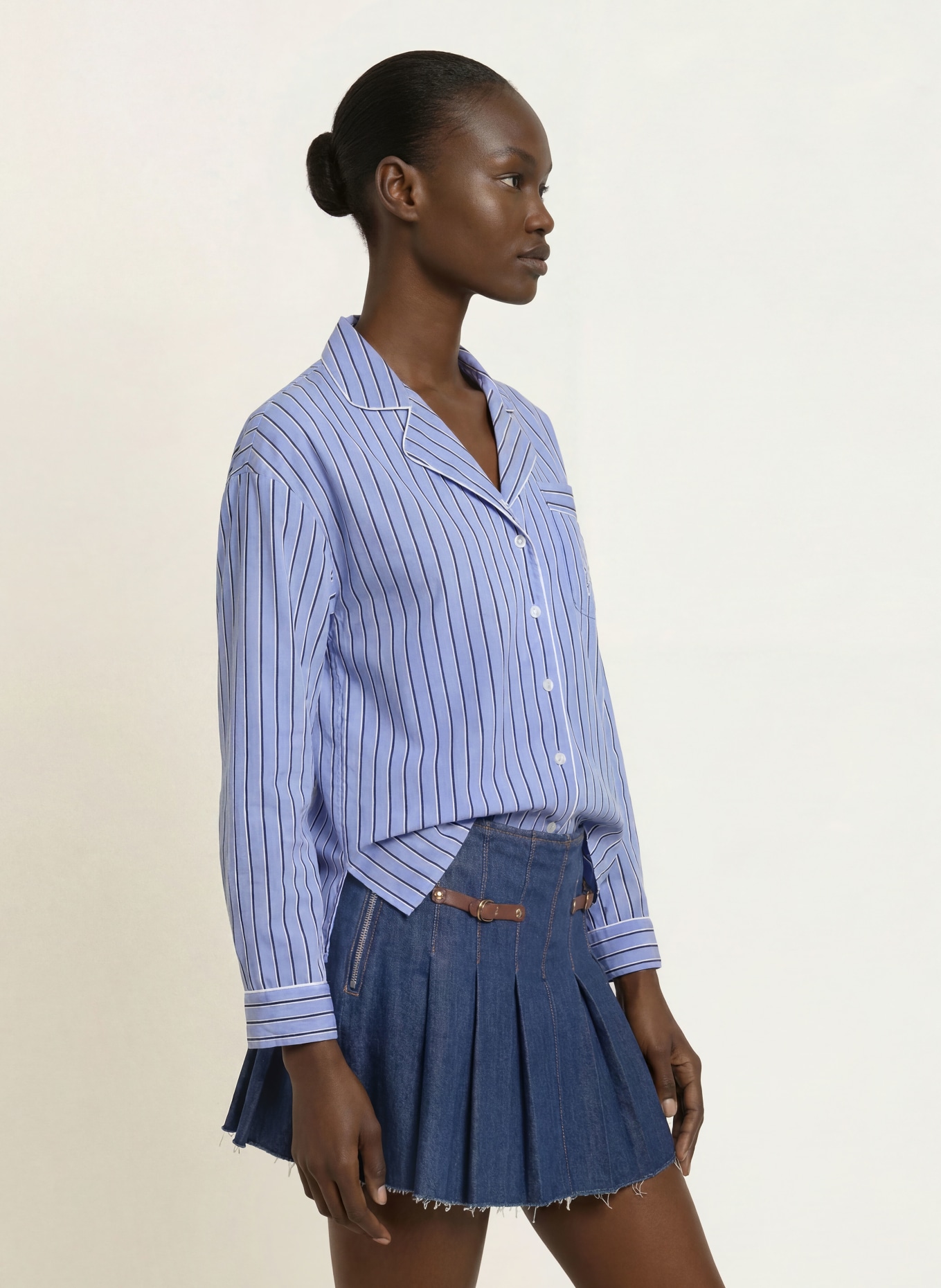 maje Bluse: HELLBLAU / DUNKELBLAU / WEISS