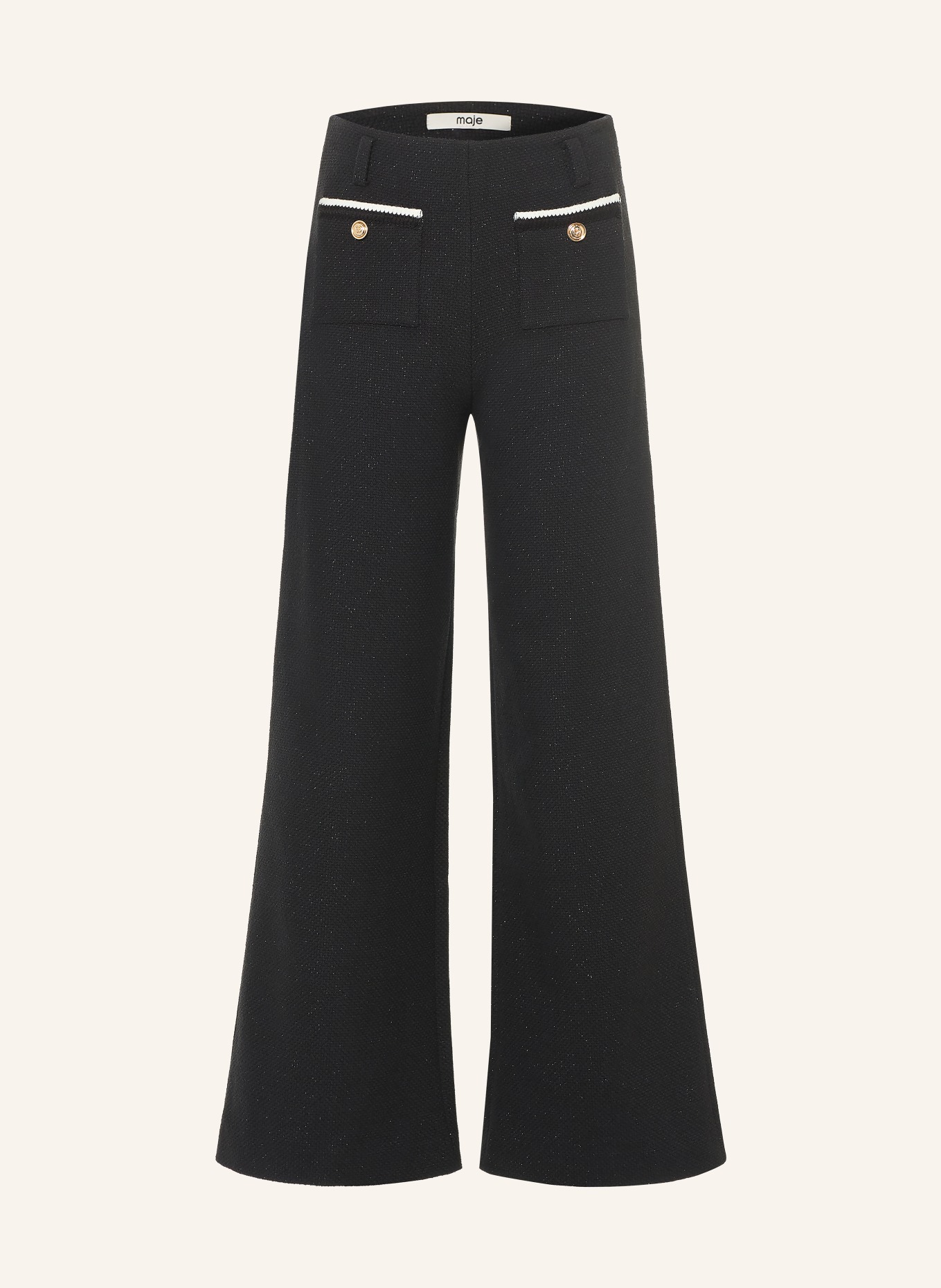 maje Marlenehose mit Glitzergarn: SCHWARZ / WEISS