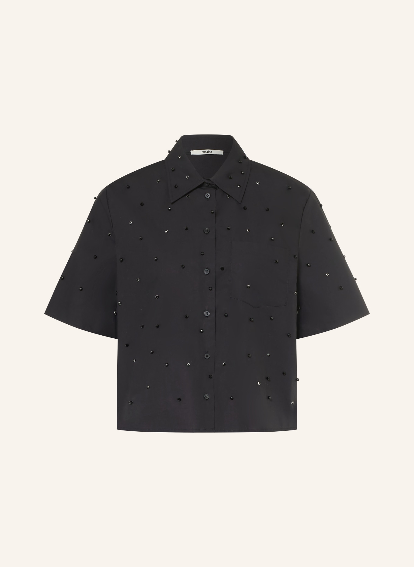 maje Hemdbluse mit Schmucksteinen: SCHWARZ