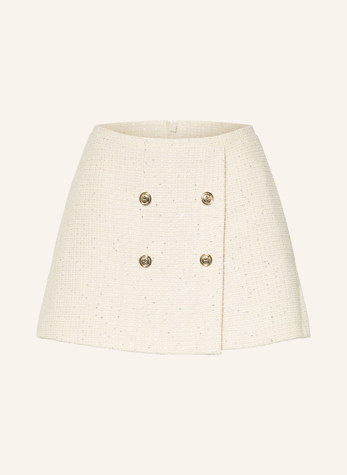 maje Tweed-Skort mit Pailletten: ECRU / GOLD