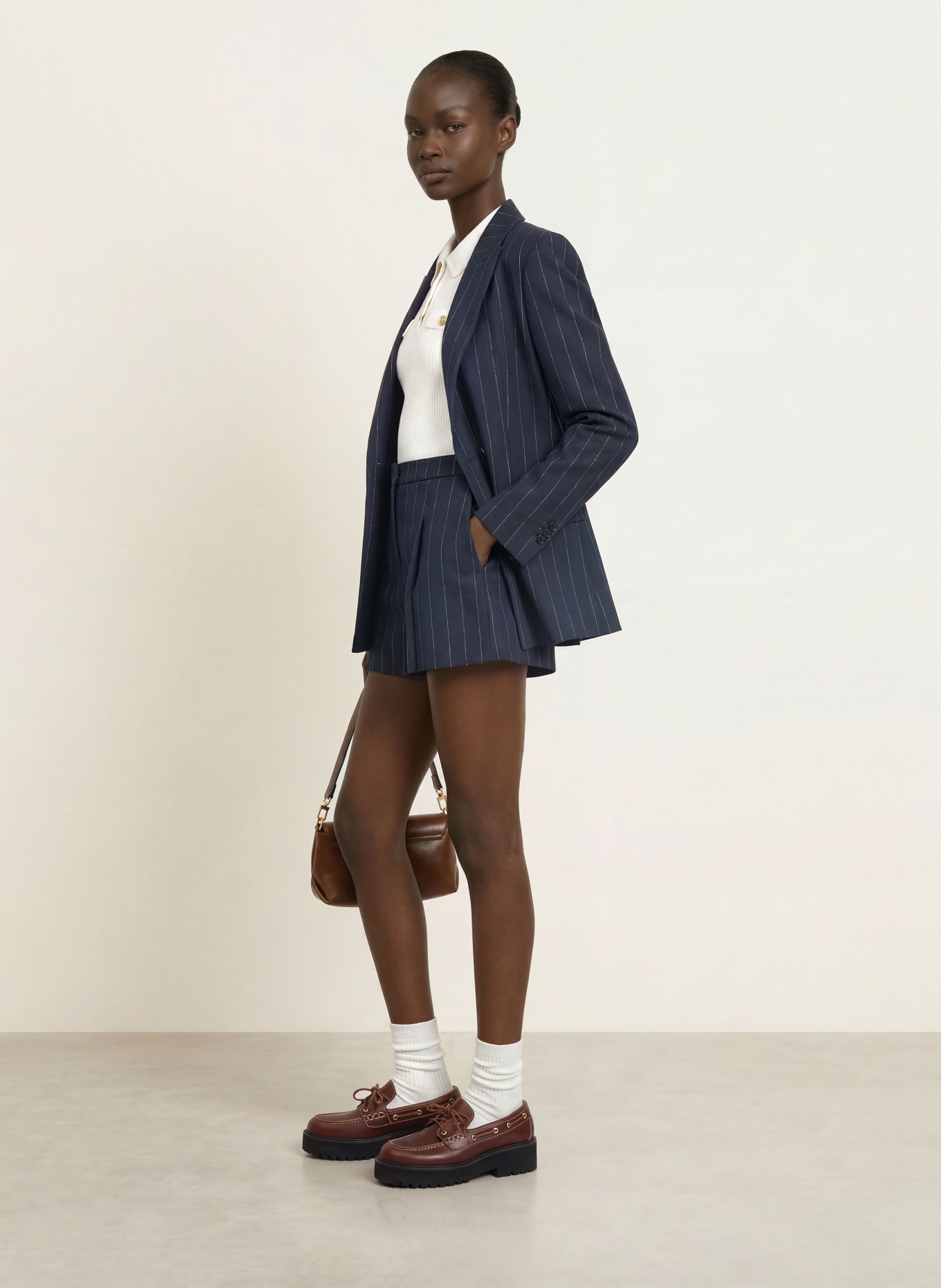 maje Skort mit Glitzergarn: DUNKELBLAU