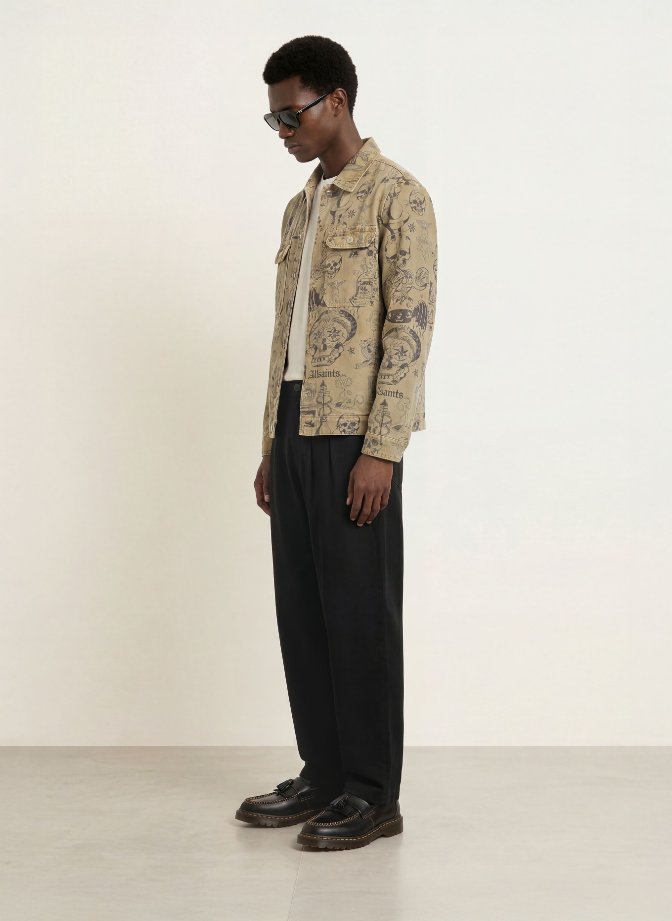 ALLSAINTS Jeansjacke SHERB: HELLBRAUN / SCHWARZ