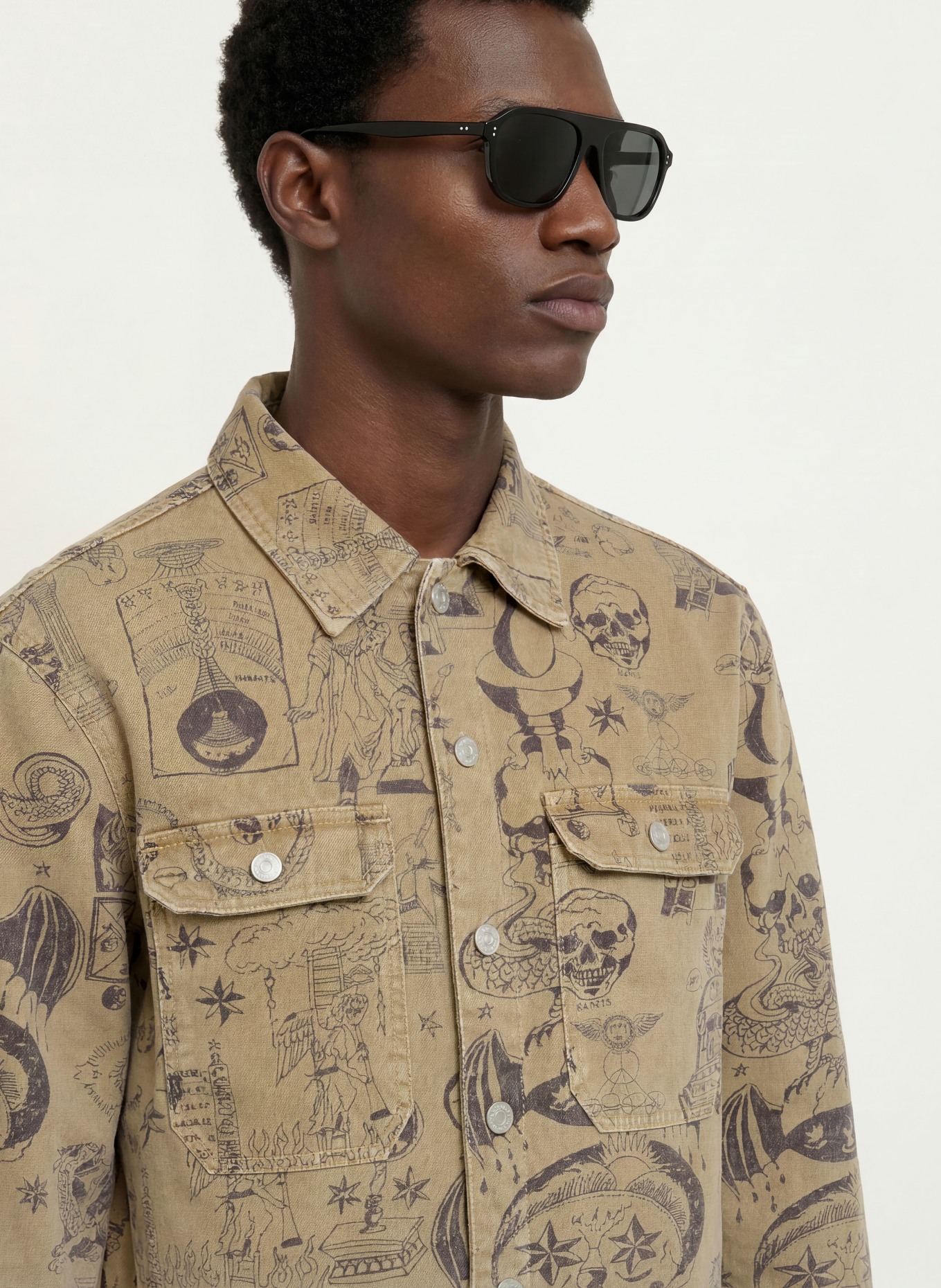 ALLSAINTS Jeansjacke SHERB: HELLBRAUN / SCHWARZ