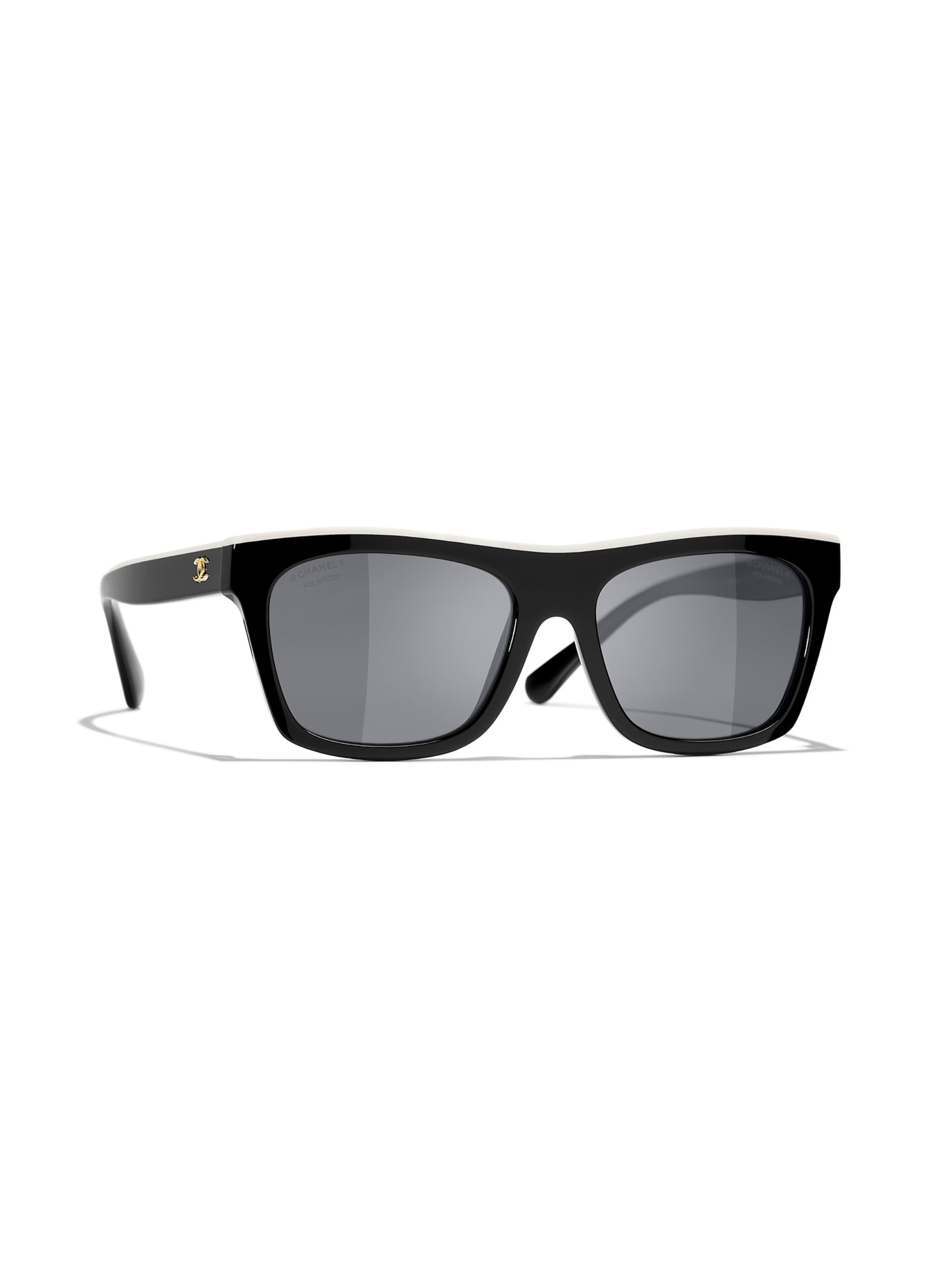 CHANEL Square Sunglasses: BLACK/ DARK GREY POLAR