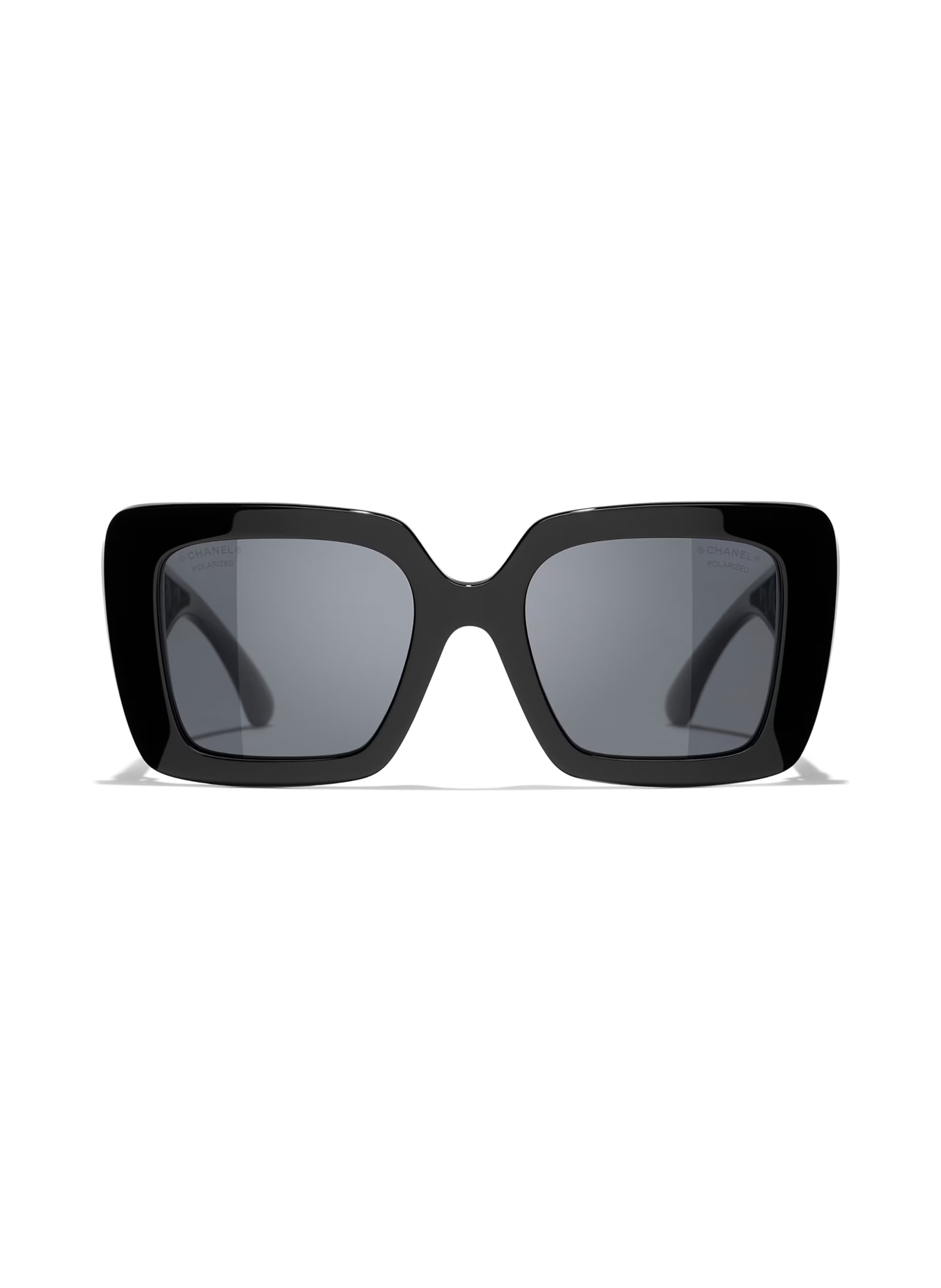 CHANEL Square Sunglasses: BLACK/ DARK GREY POLAR