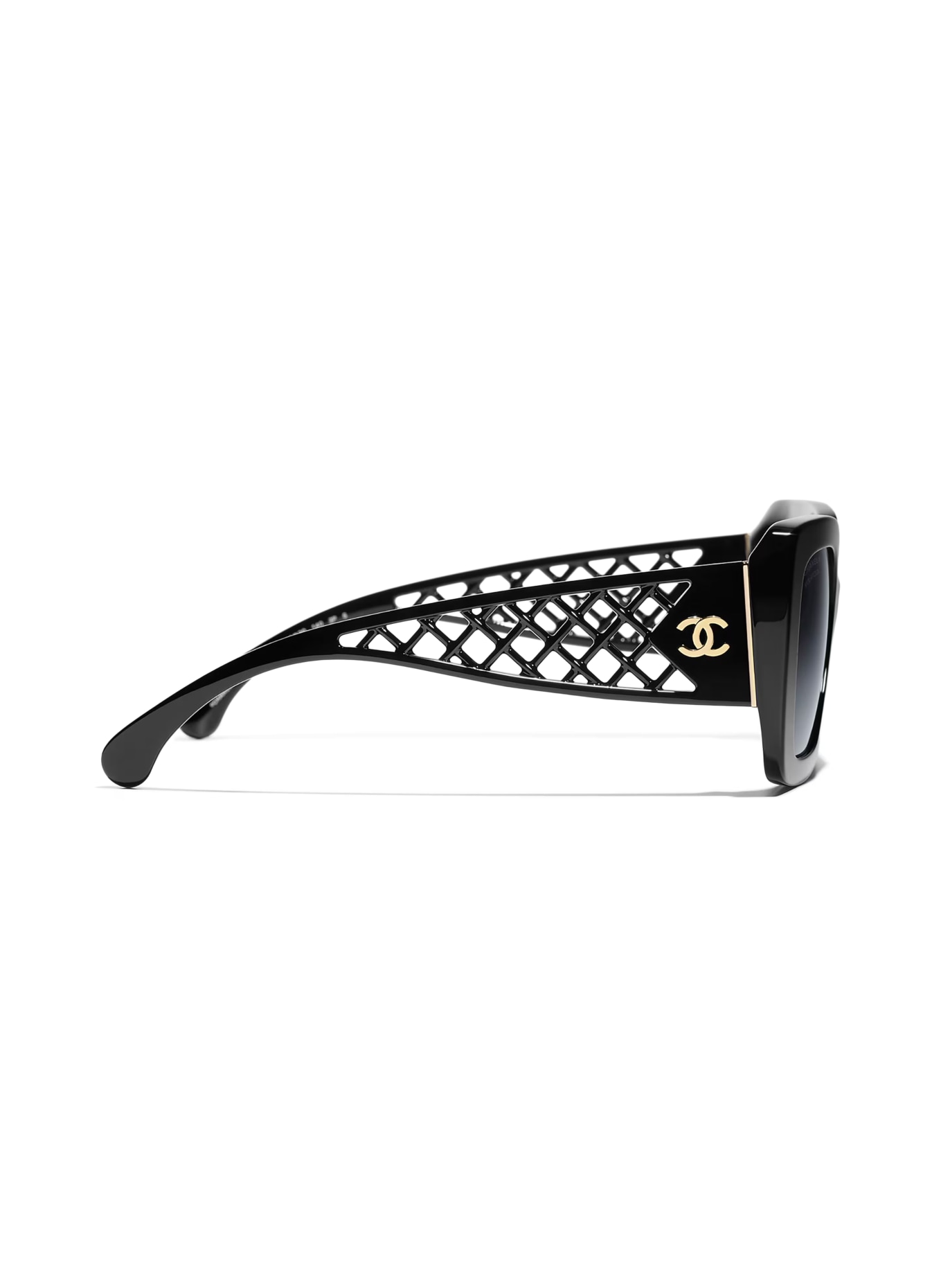 CHANEL Square Sunglasses: BLACK/ DARK GREY POLAR